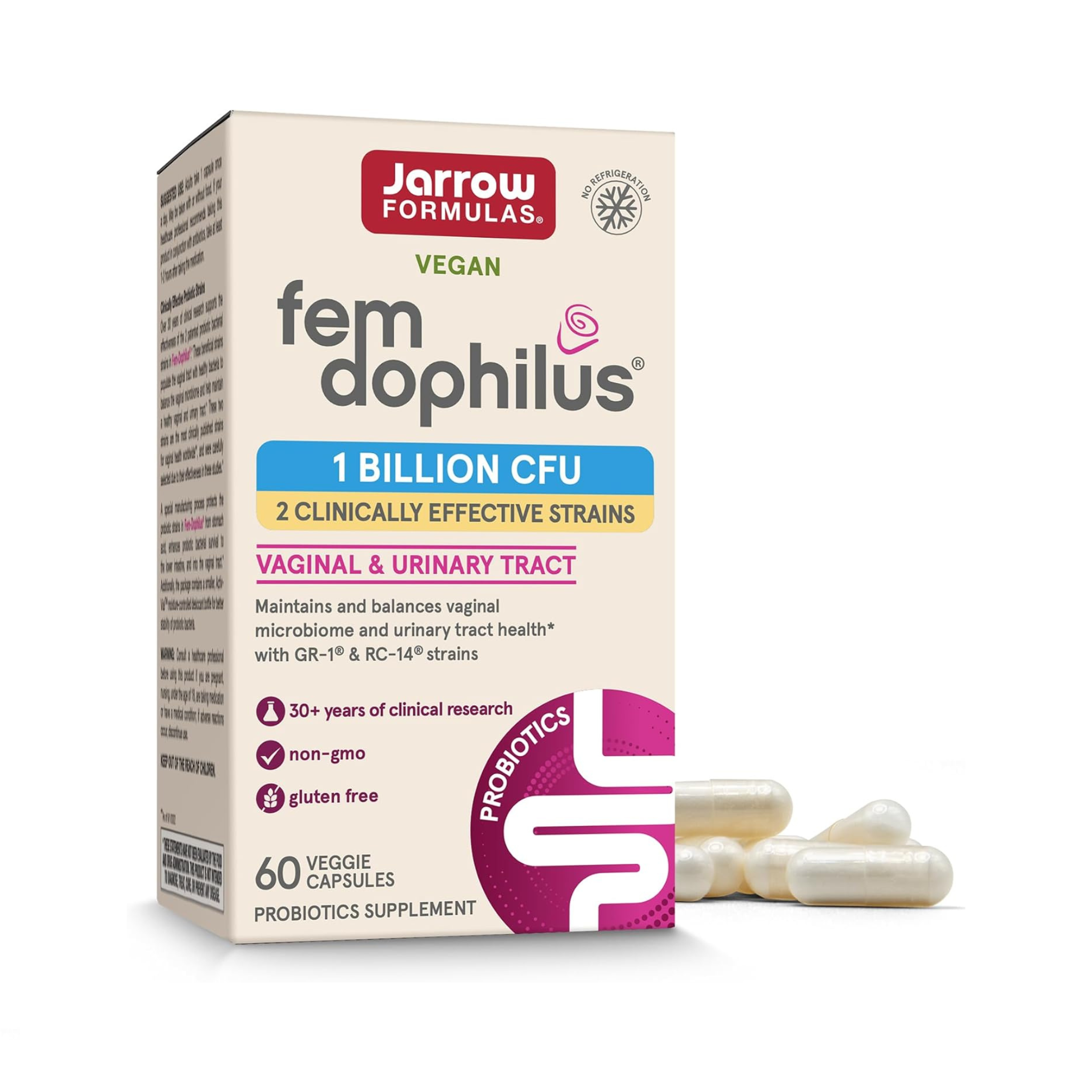 Jarrow Formulas, Vegan Fem Dophilus, 1 Billion CFU, 60 Veggie Capsules