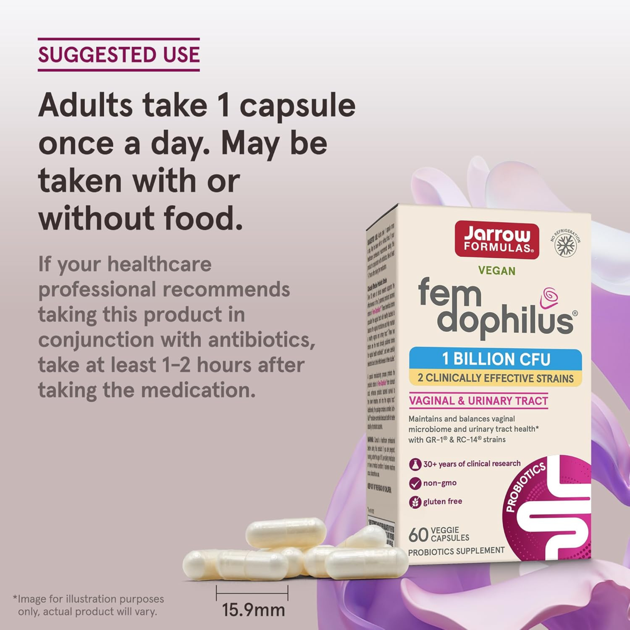 Jarrow Formulas, Vegan Fem Dophilus, 1 Billion CFU, 60 Veggie Capsules