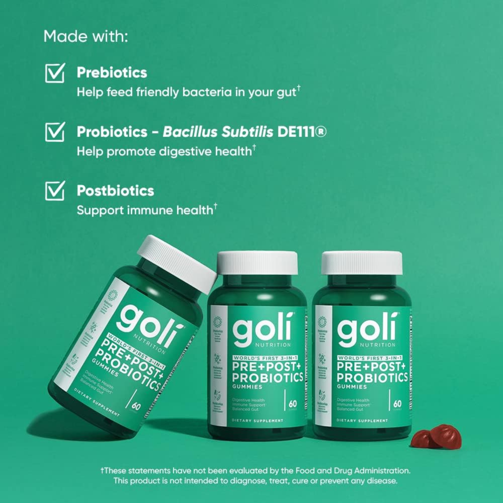 Goli Nutrition, Pre+Post+Probiotics, 60 Gummies