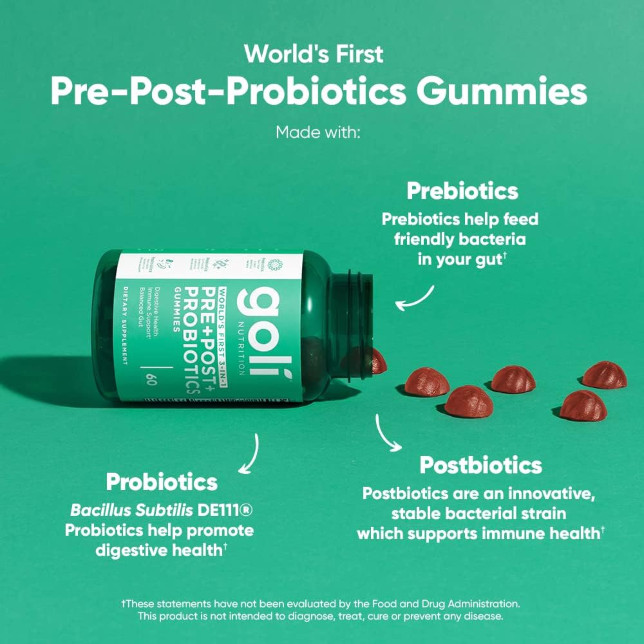 Goli Nutrition, Pre+Post+Probiotics, 60 Gummies
