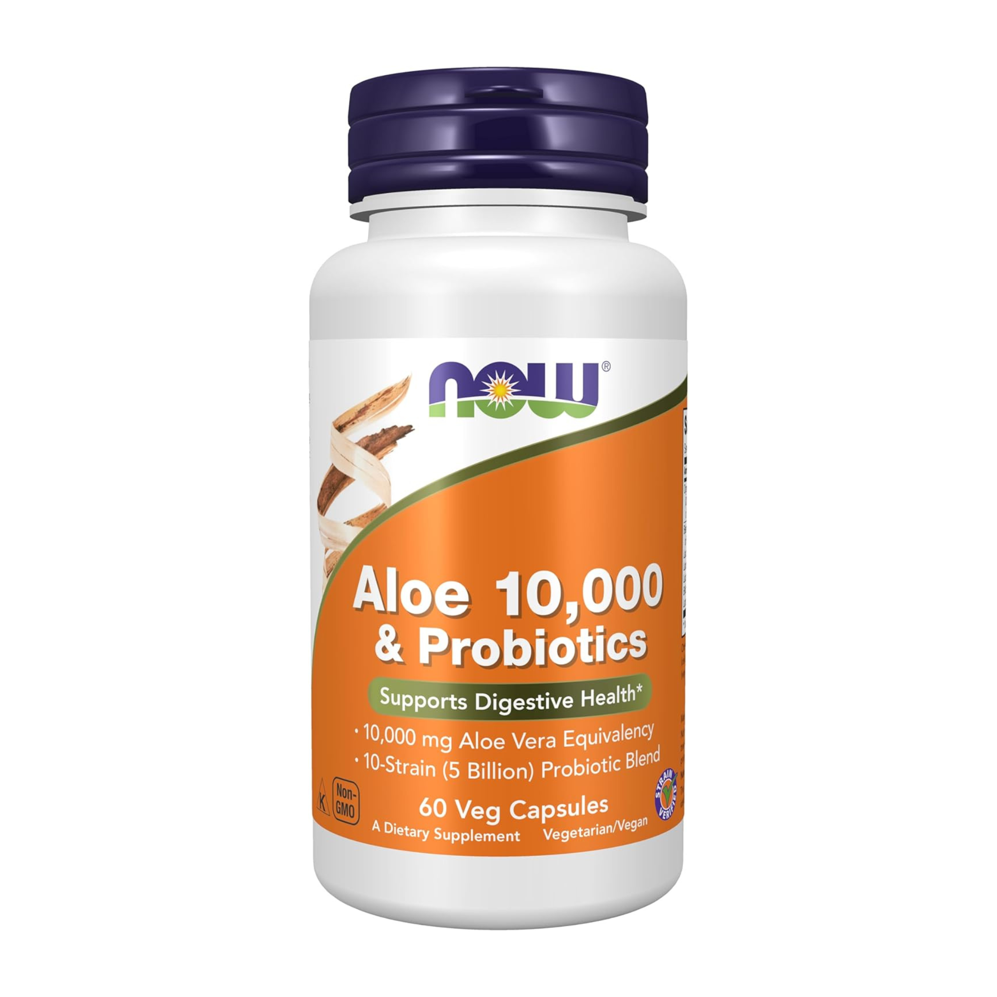 NOW Foods, Aloe 10,000 & Probiotics, 60 Veg Capsules