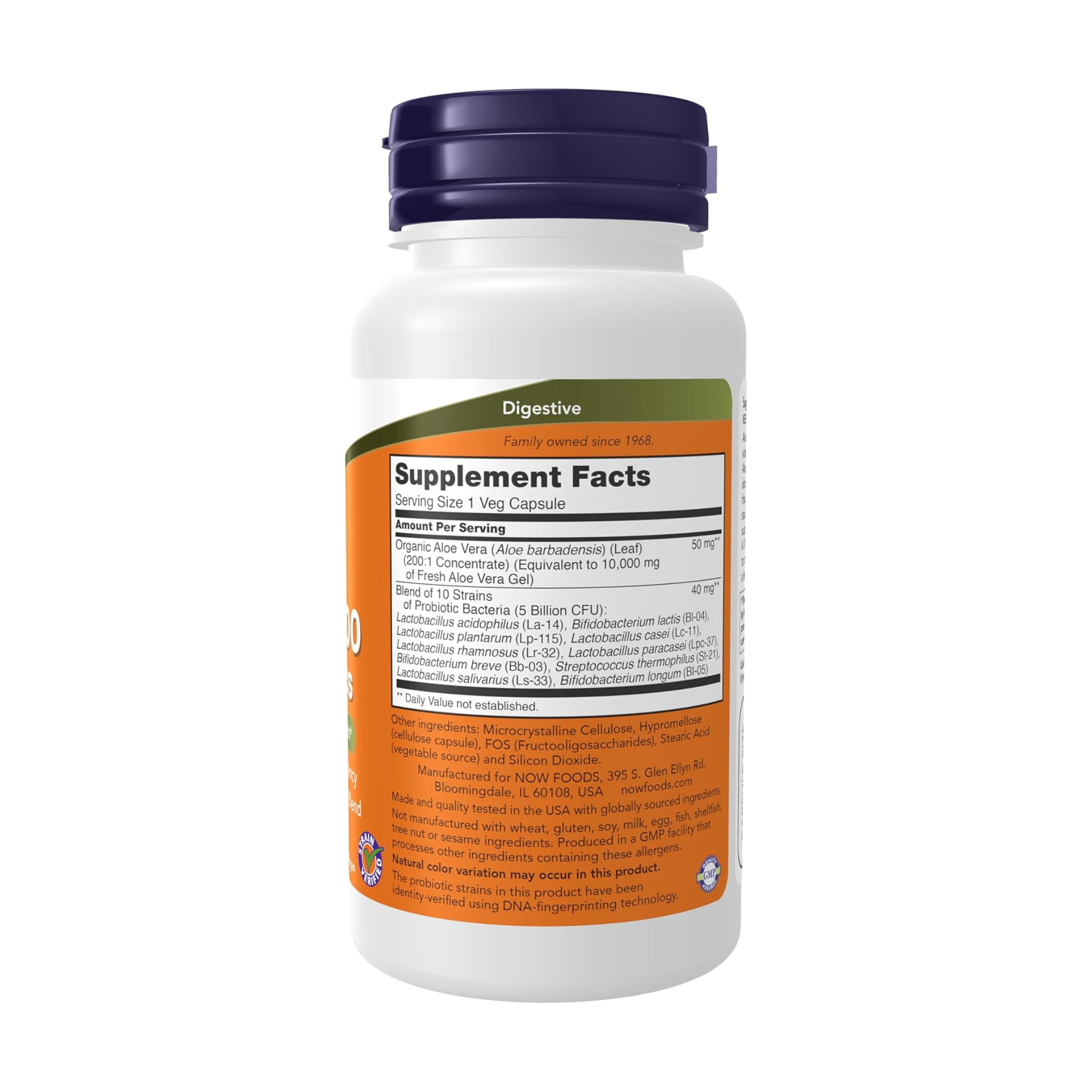 NOW Foods, Aloe 10,000 & Probiotics, 60 Veg Capsules