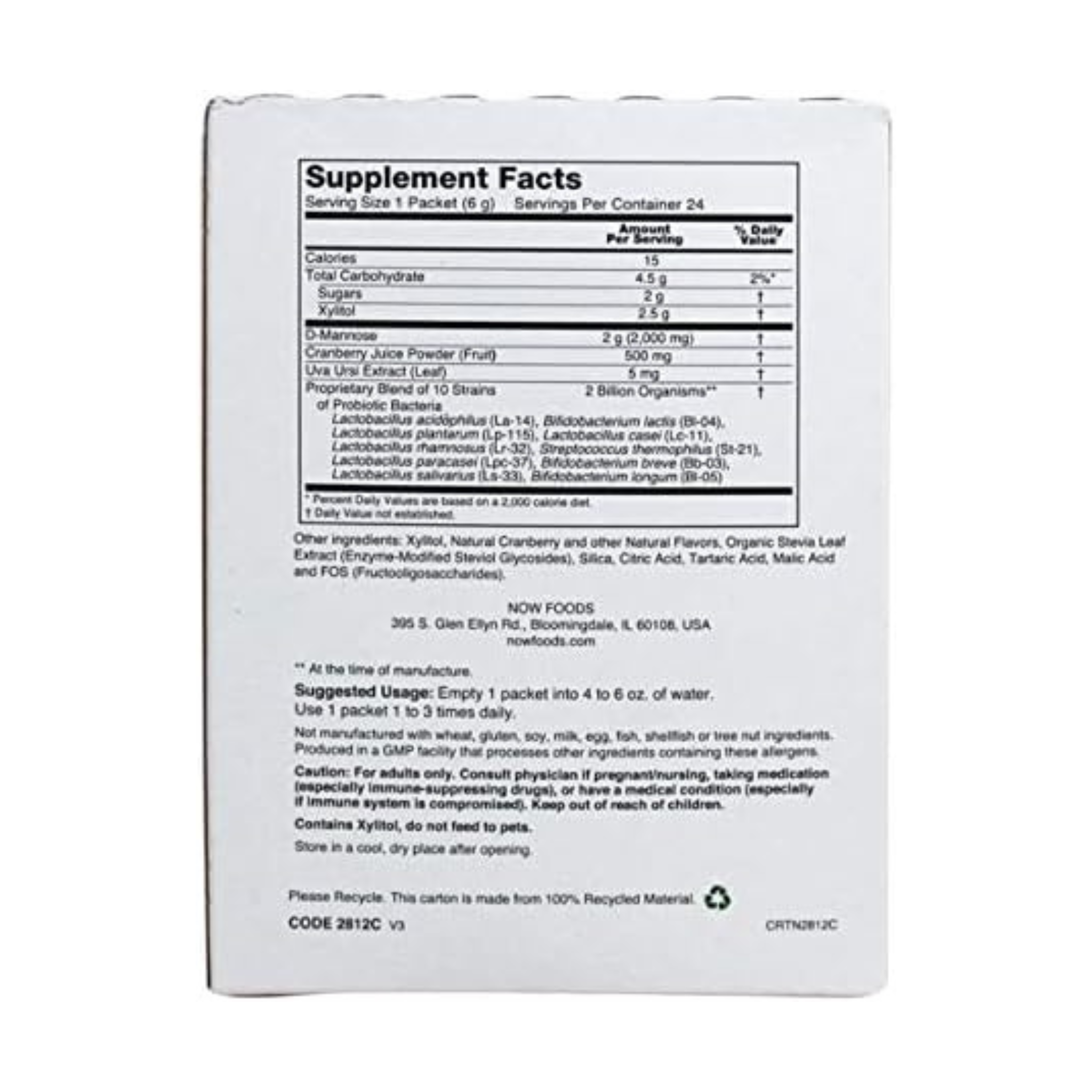 NOW Foods, Cranberry Mannose + Probiotics, For Women On The Go, 24 Packets, 0.21 oz (6 g) Each