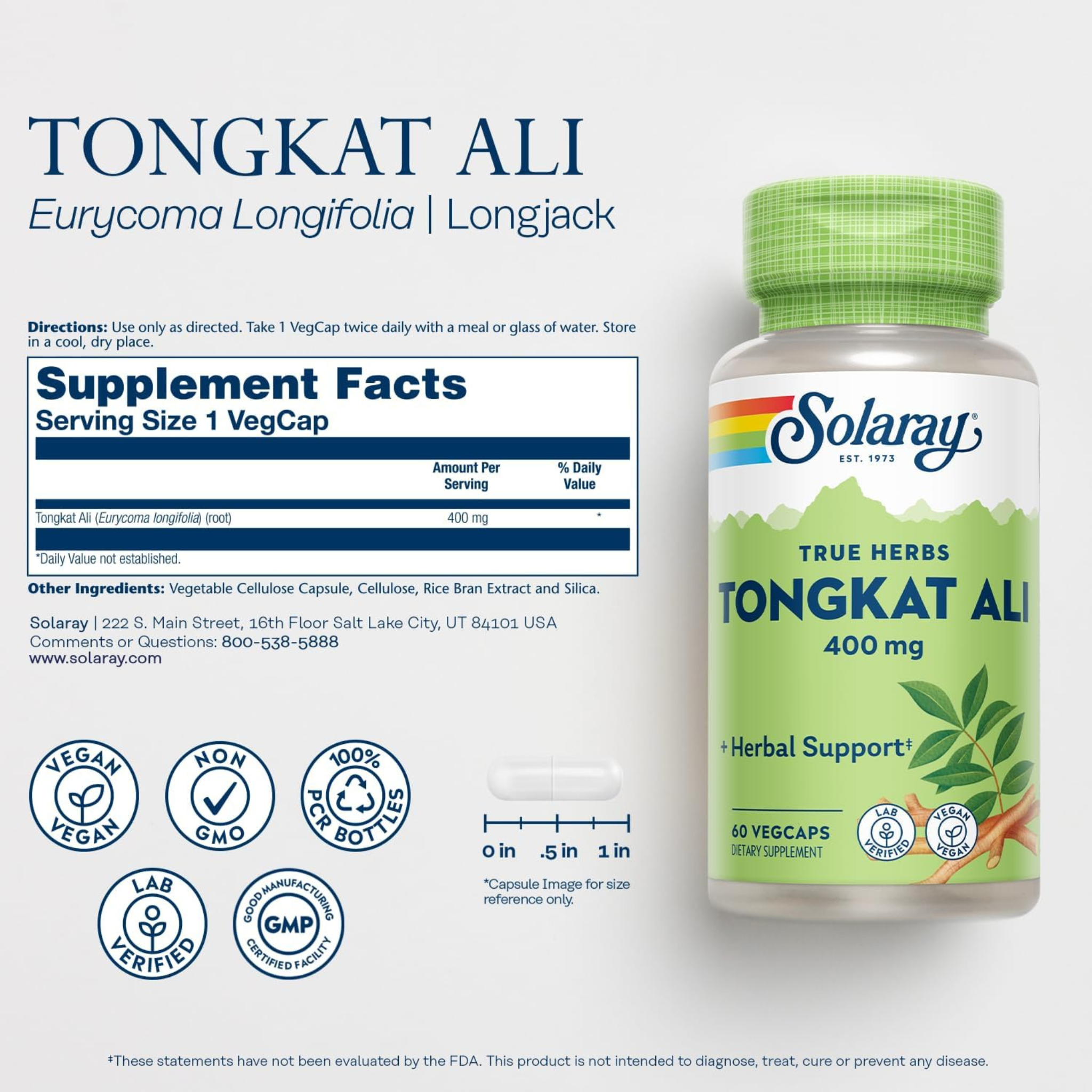 Solaray, Tongkat Ali, 400 mg, 60 VegCaps