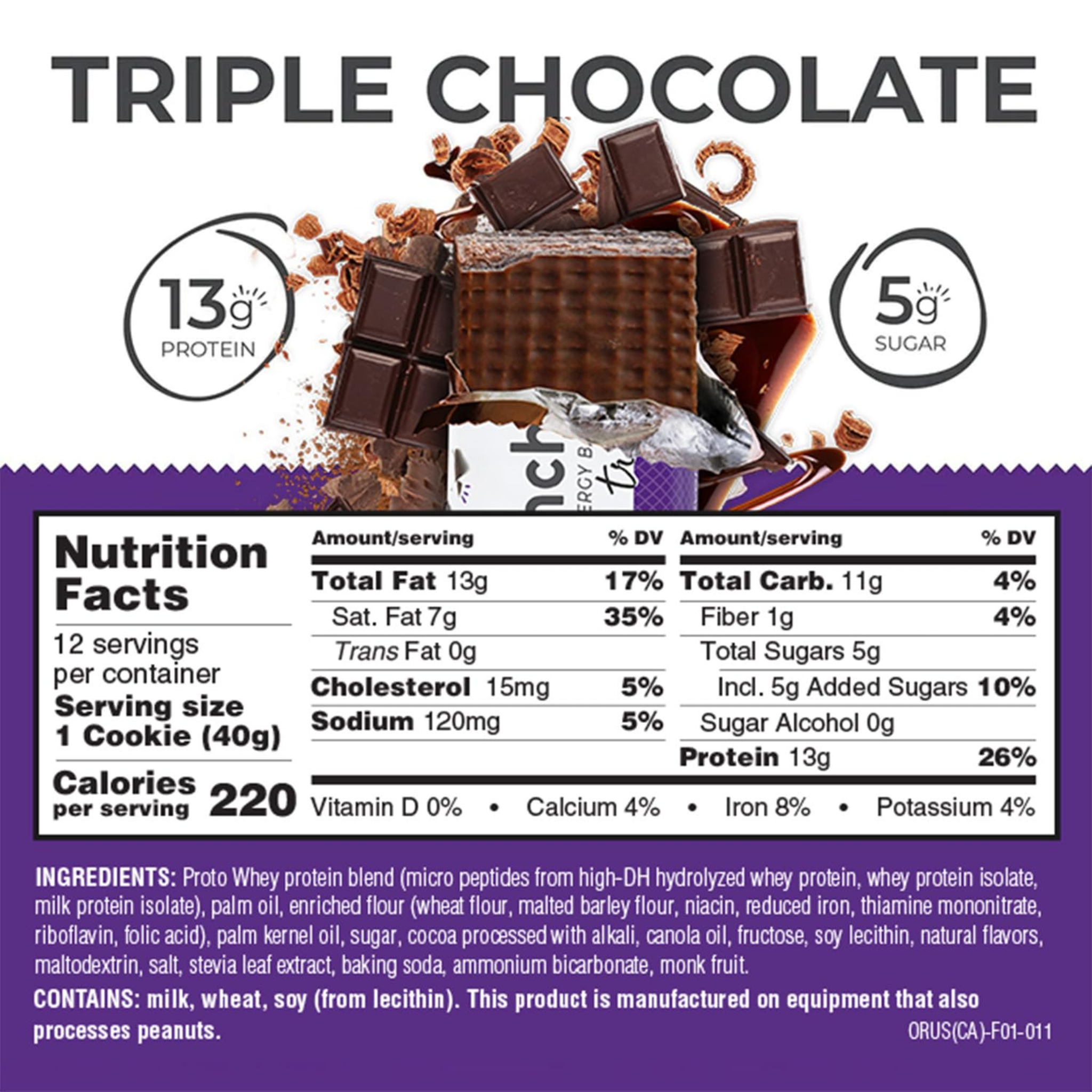 BNRG, Power Crunch® Protein Energy Bar, Triple Chocolate, 12 Bars, 1.4 oz (40 g) Each