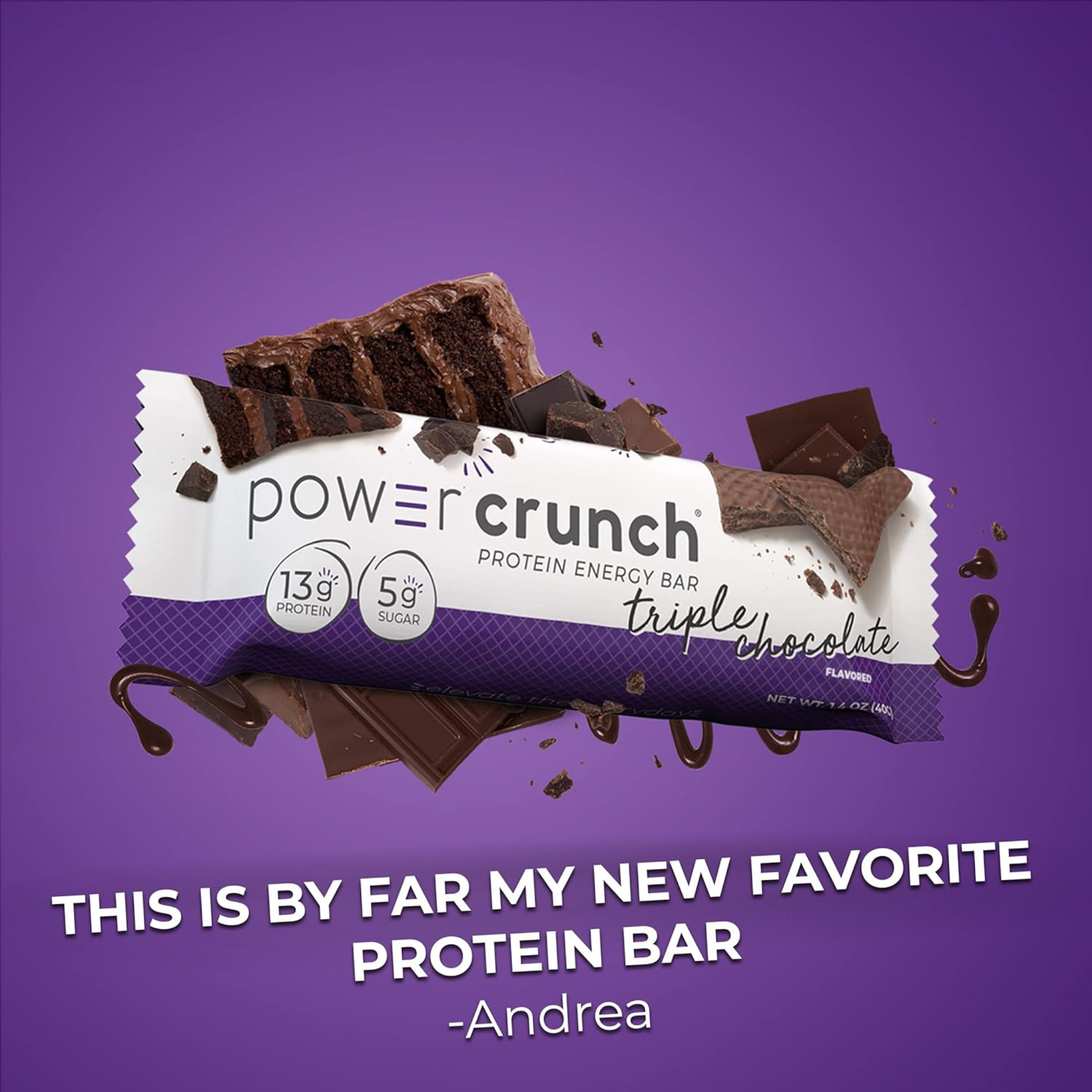 BNRG, Power Crunch® Protein Energy Bar, Triple Chocolate, 12 Bars, 1.4 oz (40 g) Each