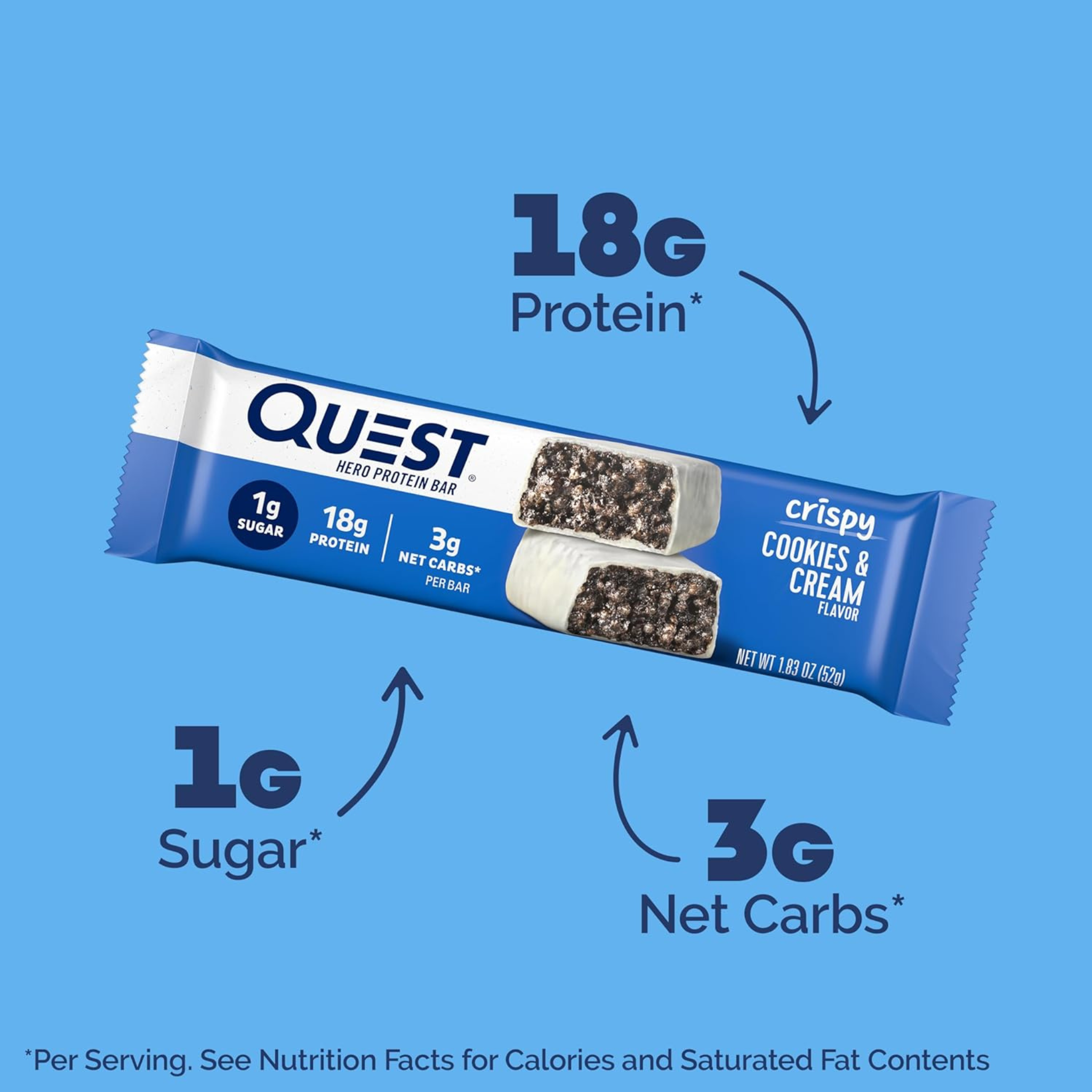 Quest Nutrition, Hero Protein Bar, Crispy Cookies & Cream, 12 Bars, 1.83 oz (52 g) Each