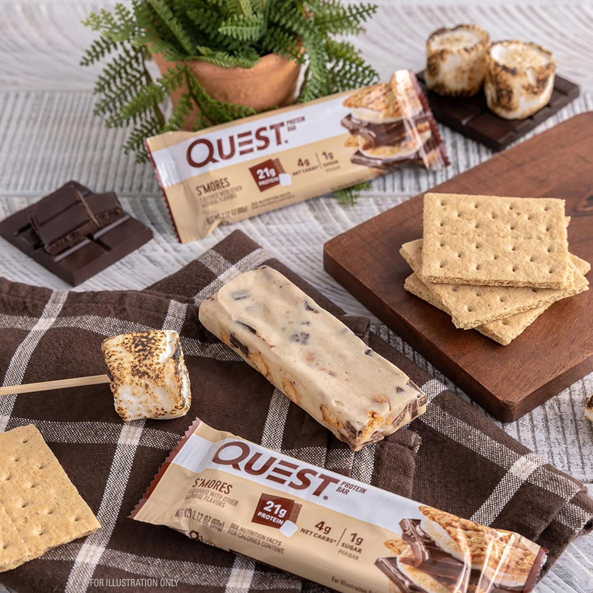 Quest Nutrition, Protein Bar, S'Mores, 4 Bars, 2.12 oz (60 g) Each