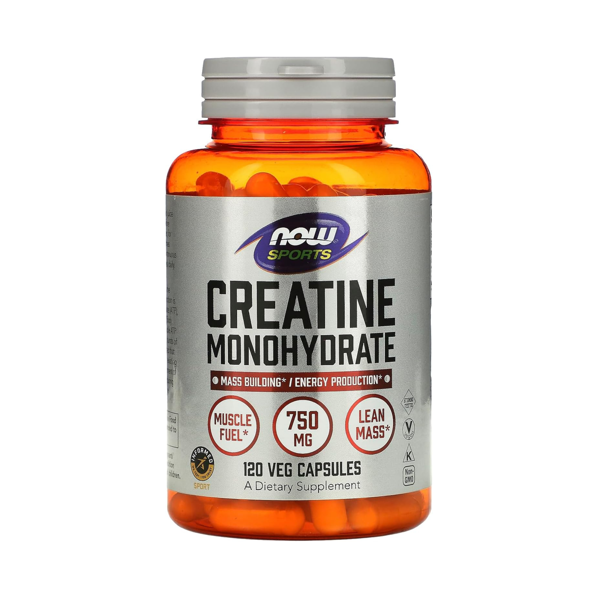 NOW Foods, Sports, Creatine Monohydrate, 4,500 mg, 120 Veg Capsules (750 mg per Capsule)
