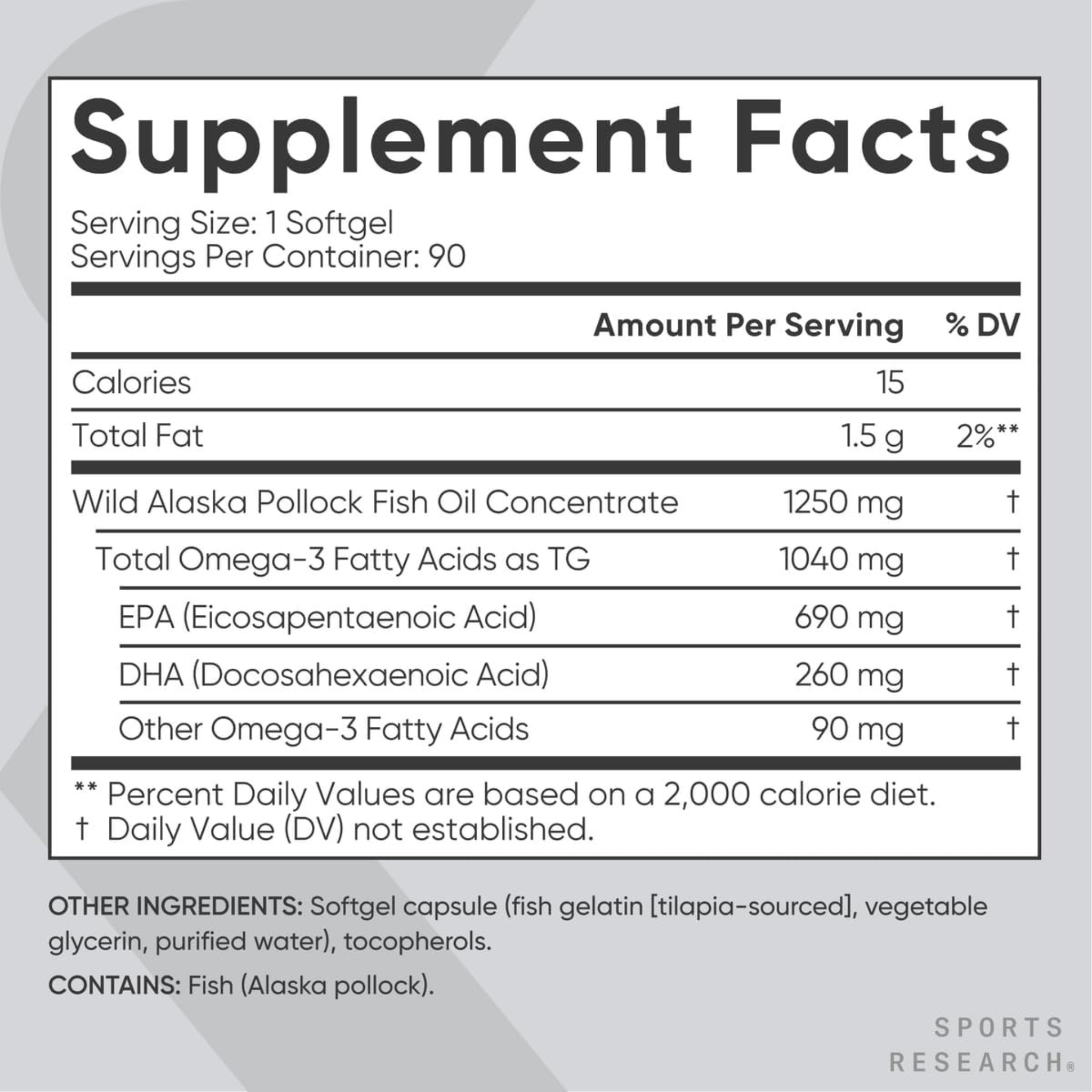 Sports Research, Omega-3 Fish Oil, Triple Strength, 90 Softgels