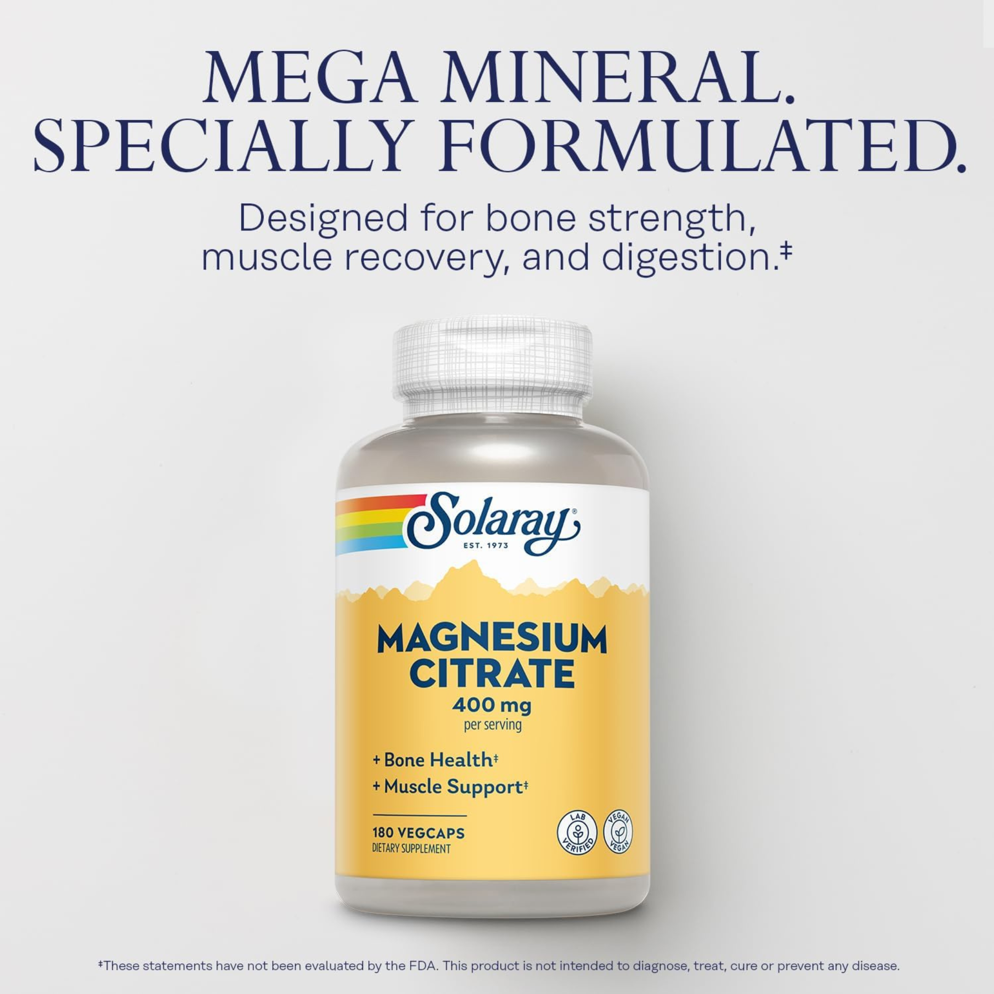 Solaray, Magnesium Citrate, 400 mg, 180 VegCaps (133 mg per Capsule)