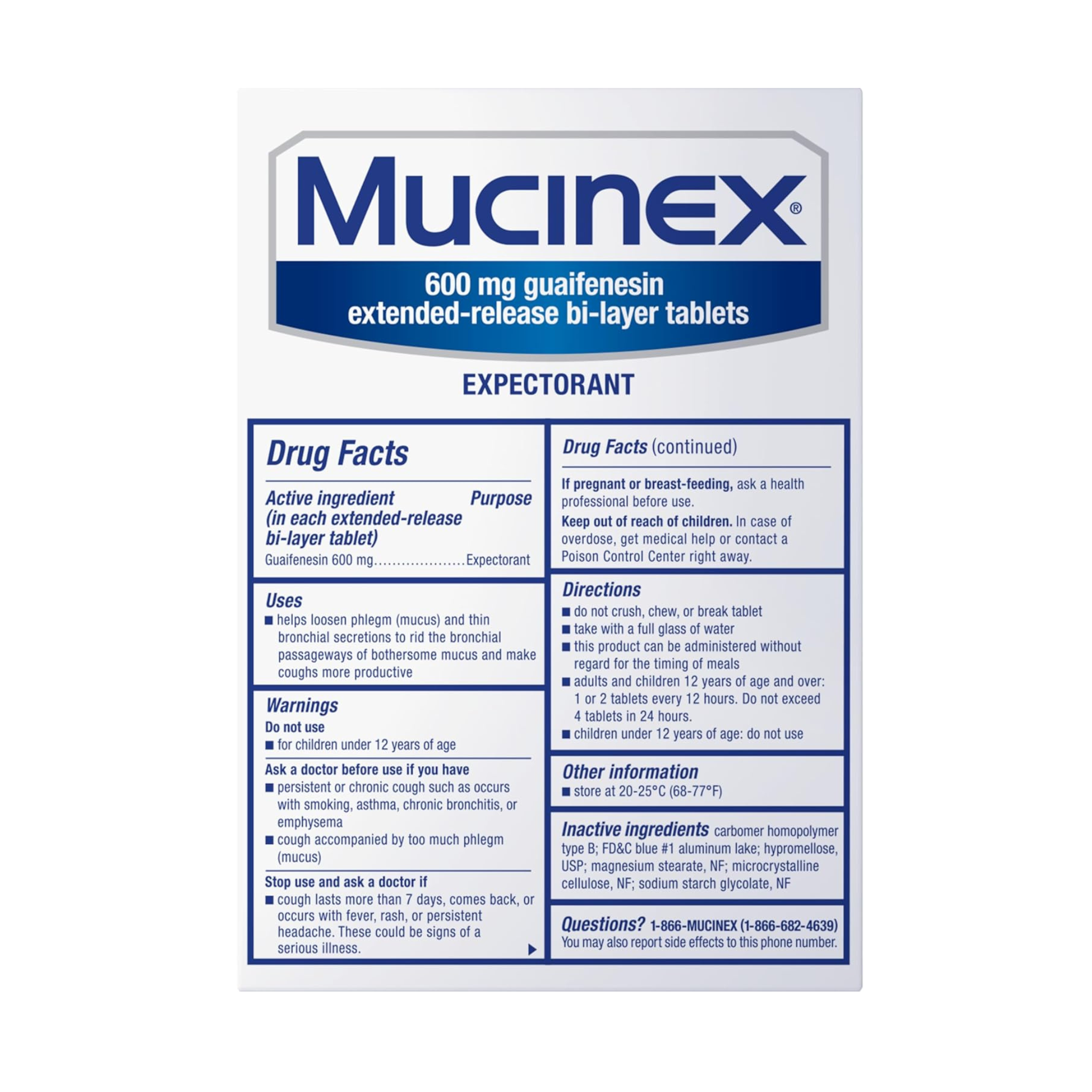 Mucinex 12 Hour Expectorant, OTC Medicine for Excess Mucus Relief, Chest Congestion, 100 Tablets