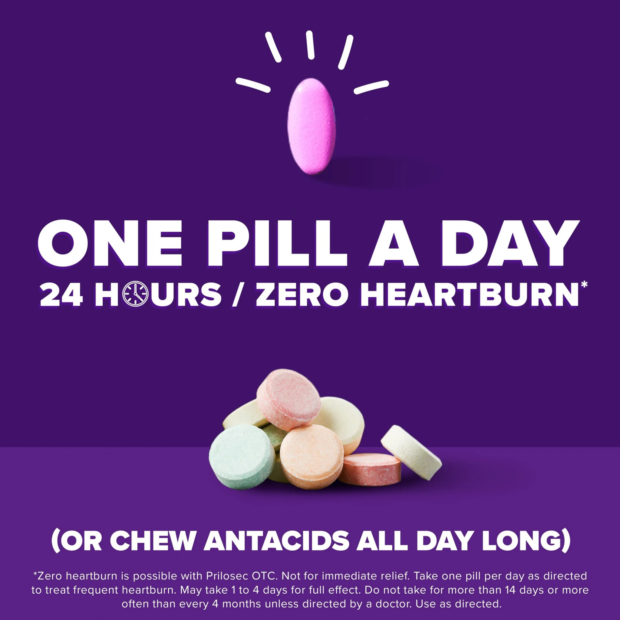 Prilosec OTC Omeprazole 20mg Acid Reducer, Frequent Heartburn Medicine, Wildberry, 42 Count