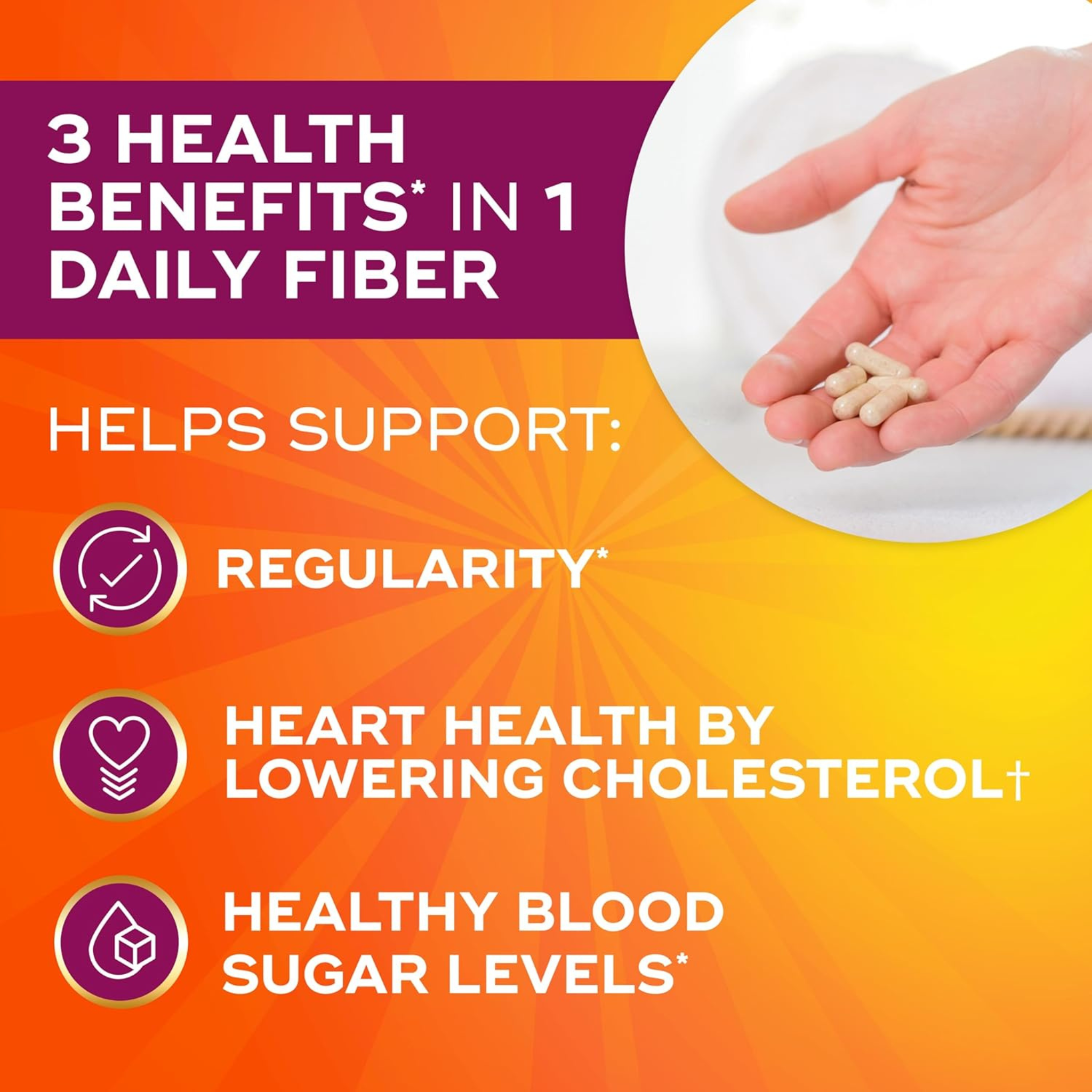 Metamucil Fiber Supplement, Psyllium Fiber Capsules for Adults Daily Digestive Health, 300 Count