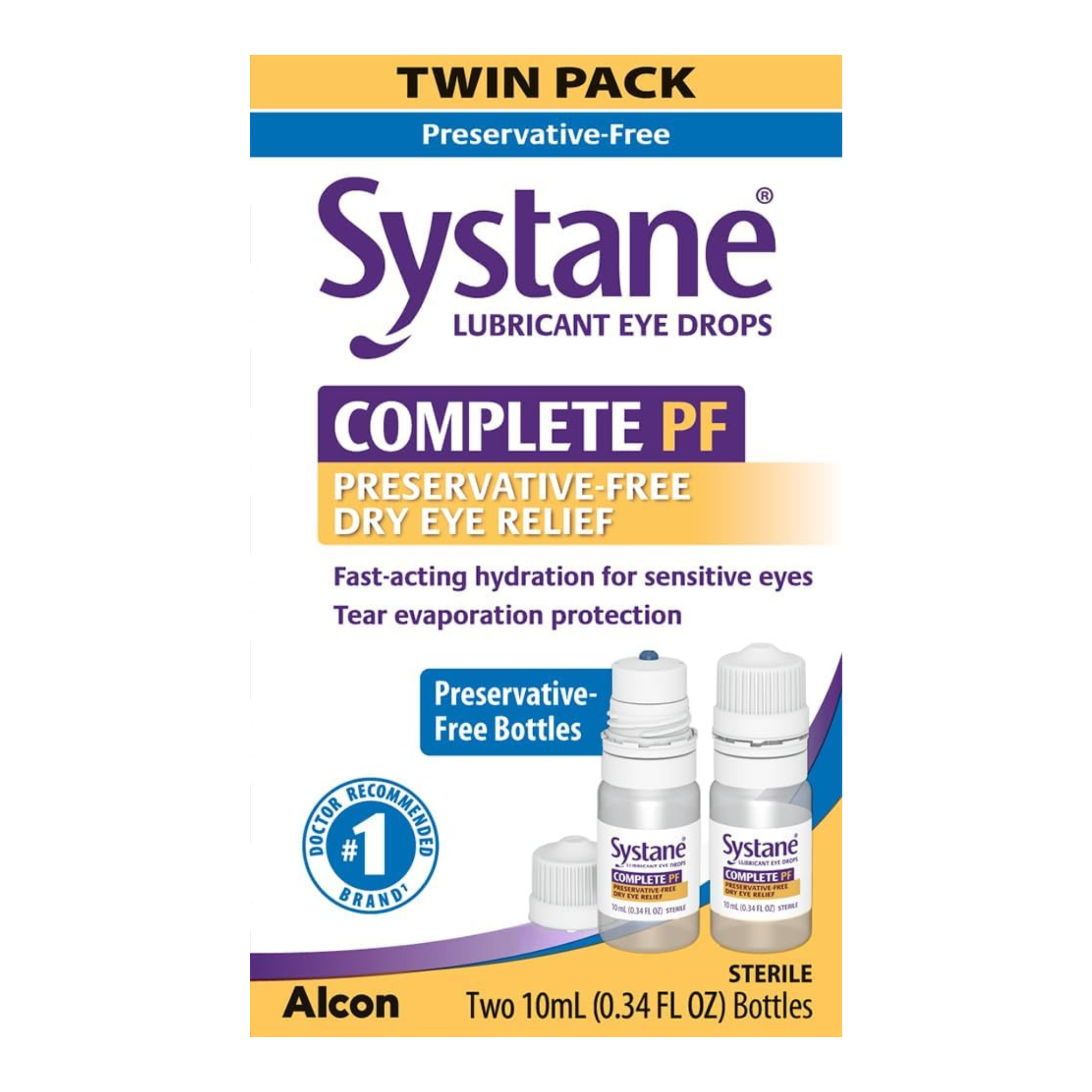 Systane COMPLETE PF Multi-Dose Preservative Free Dry Eye Drops 0.34 Fl Oz, 2 count