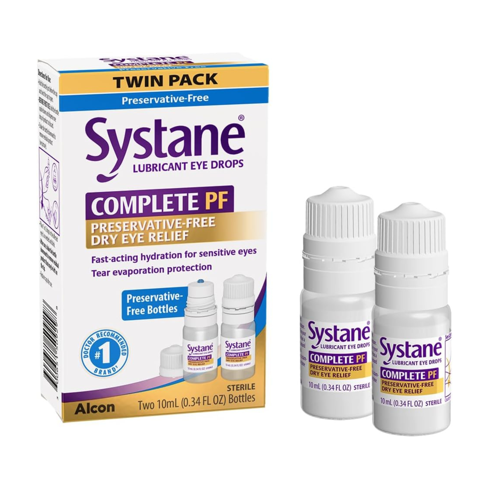 Systane COMPLETE PF Multi-Dose Preservative Free Dry Eye Drops 0.34 Fl Oz, 2 count