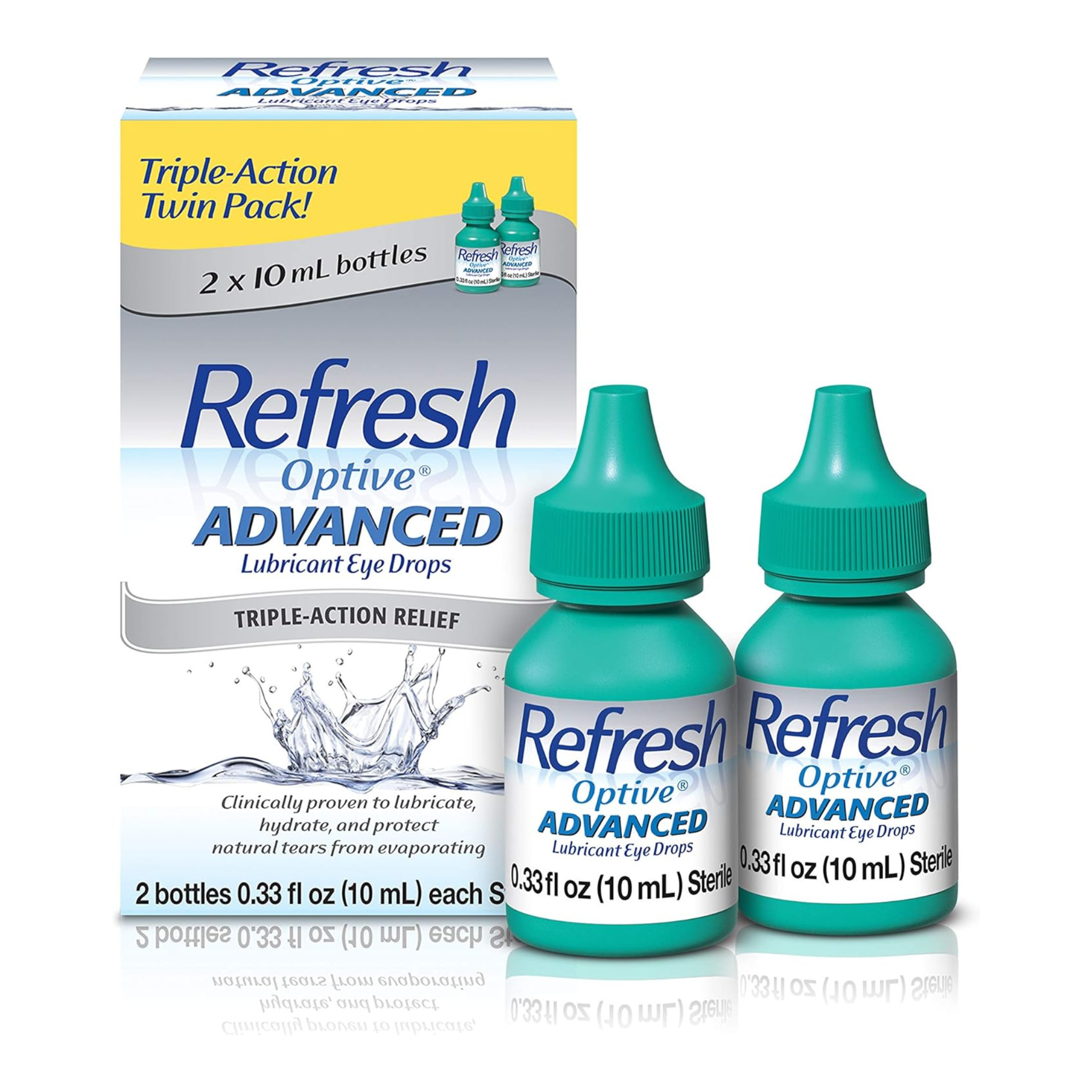 Refresh Optive Advanced Eye Drops, 0.33 Fl Oz (Twin Pack)