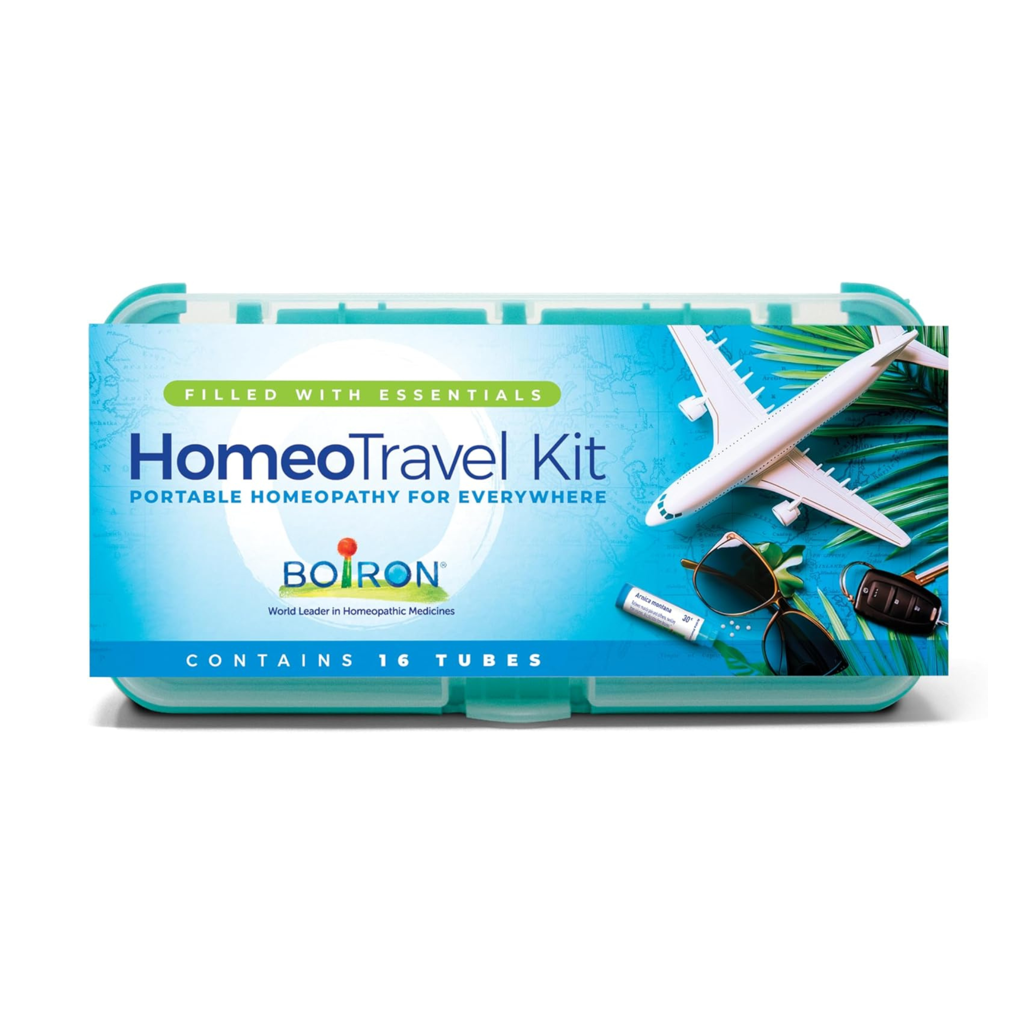 Boiron Homeotravel Travel First Aid Kit with Homeopathic Medicines - Filled Case (16 Tubes)