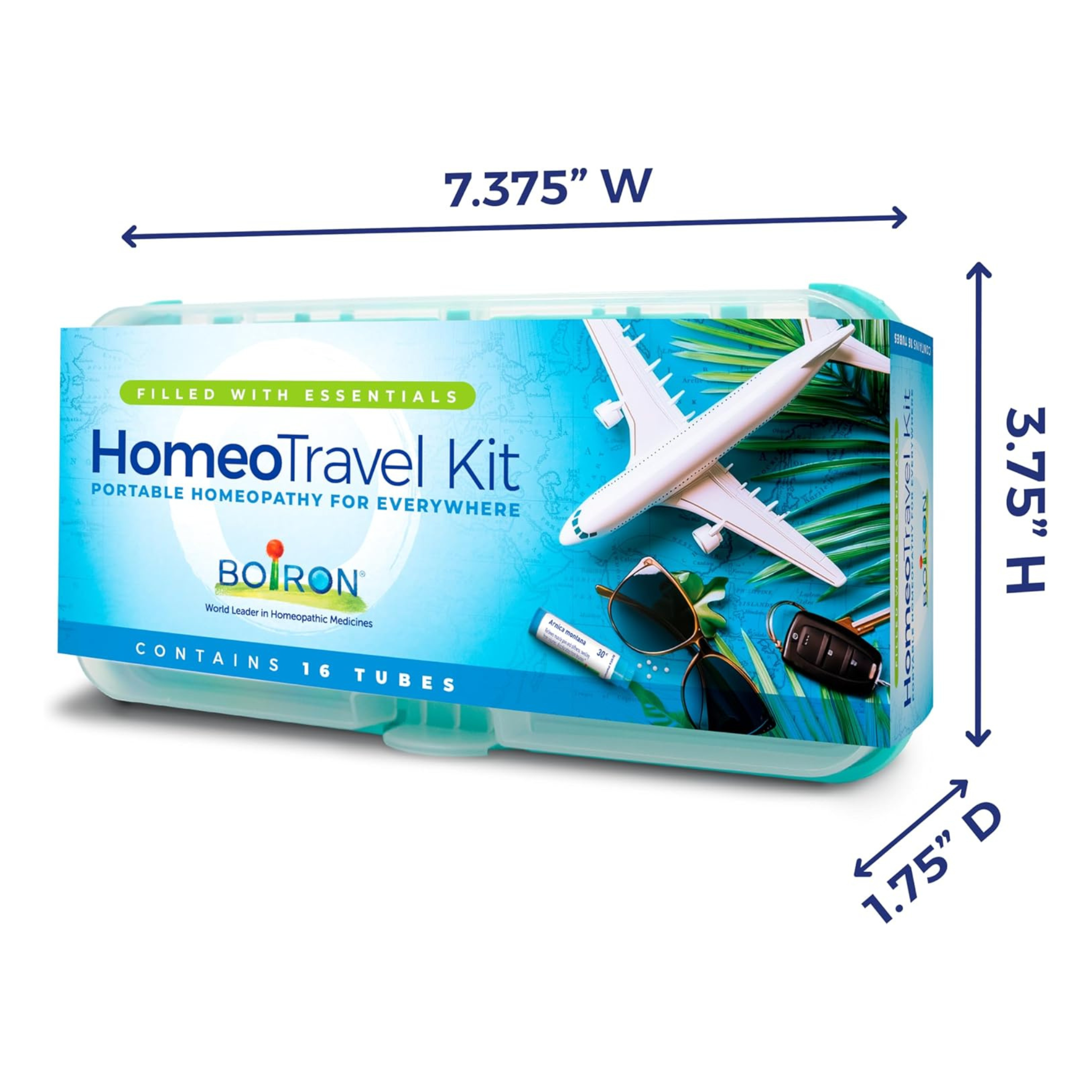 Boiron Homeotravel Travel First Aid Kit with Homeopathic Medicines - Filled Case (16 Tubes)