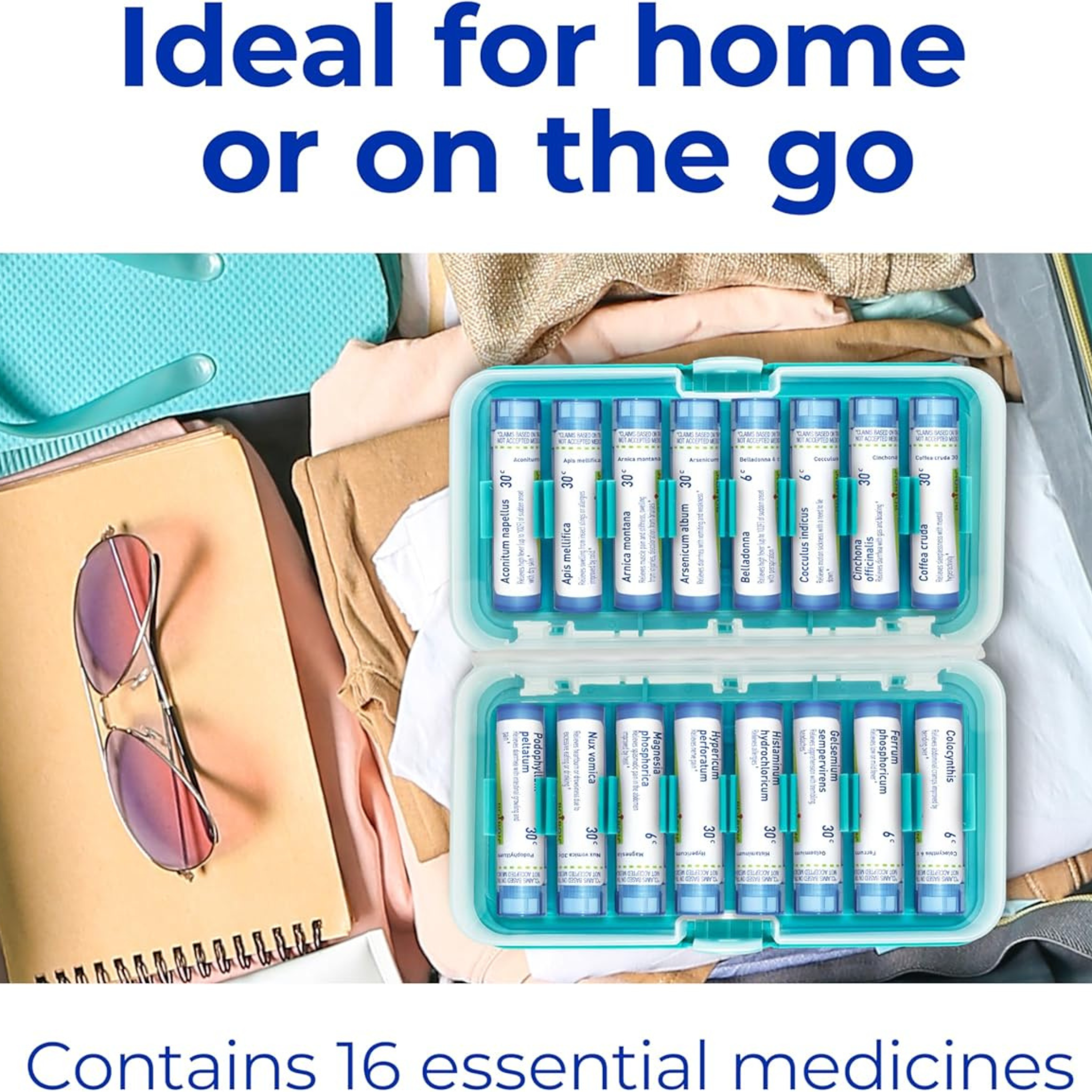 Boiron Homeotravel Travel First Aid Kit with Homeopathic Medicines - Filled Case (16 Tubes)