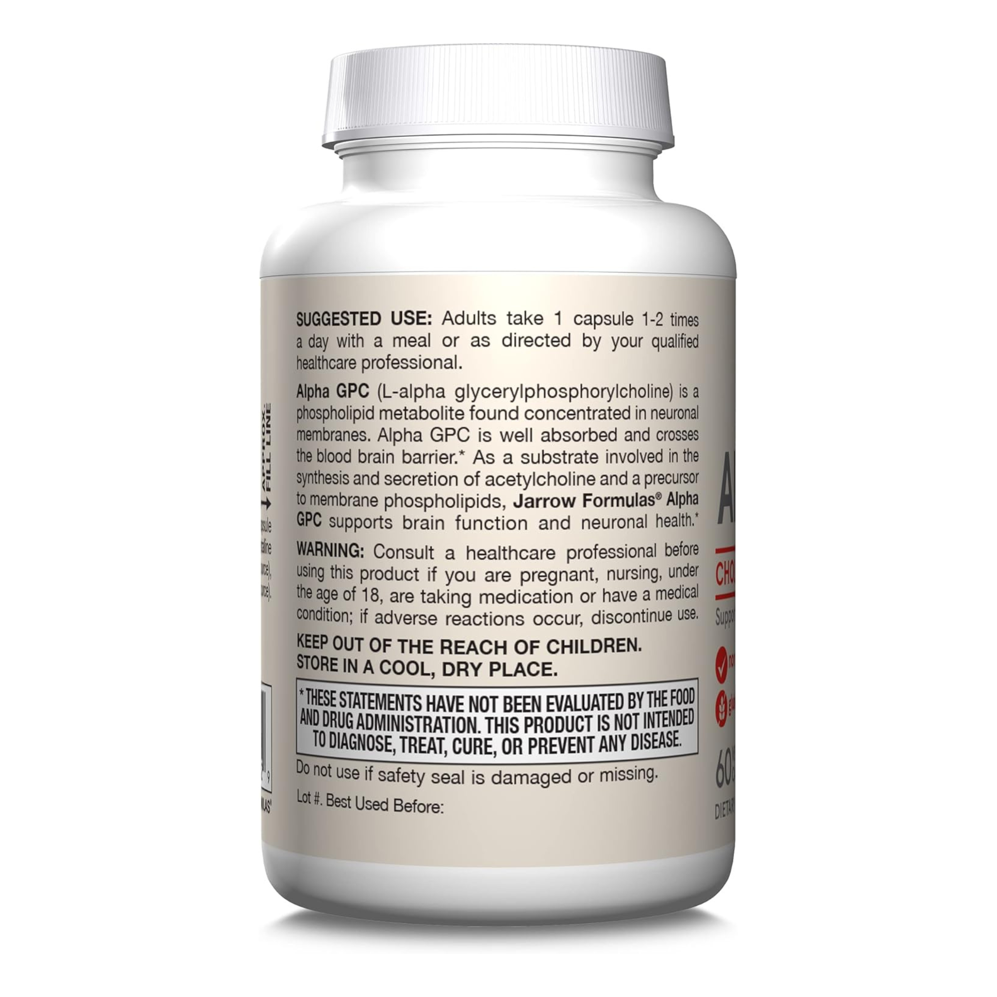 Jarrow Formulas, Alpha GPC, 300 mg, 60 Veggie Capsules