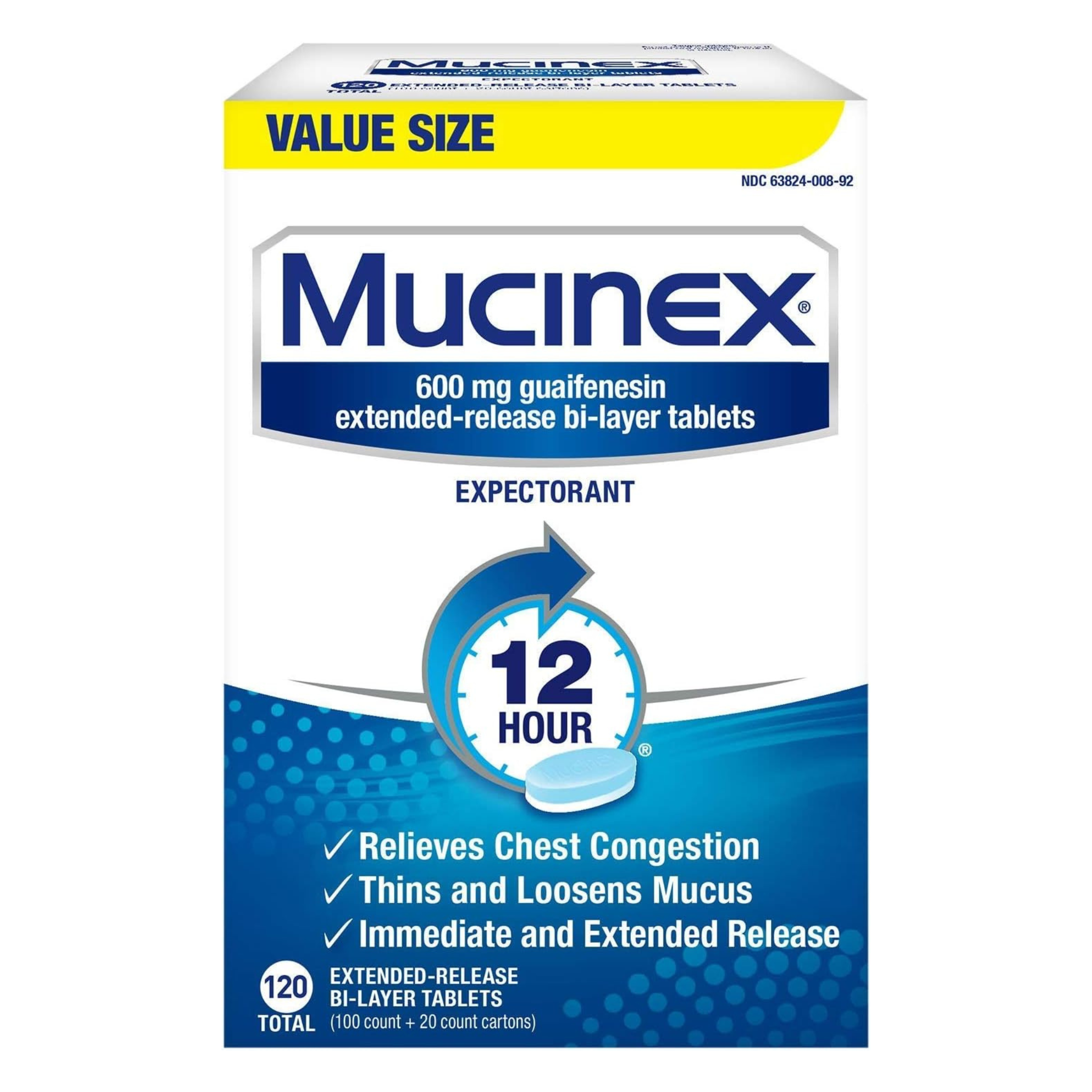 Mucinex 12 Hr Chest Congestion Expectorant Tablets (120 Count)
