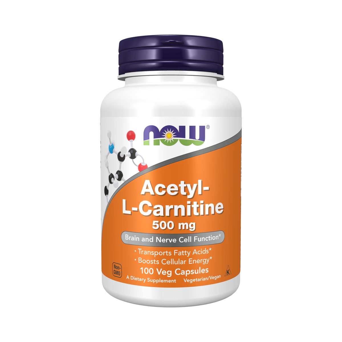 NOW Acetyl-L-Carnitine 500 mg, 100 Veg Capsules