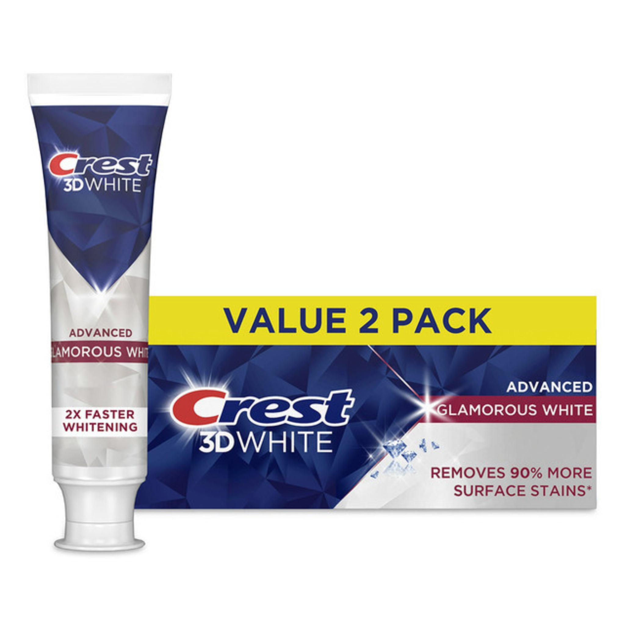 Crest, 3D White, Fluoride Anticavity Toothpaste, Advanced, Glamorous White, 2 Tubes, 3.3 oz (93 g) Each