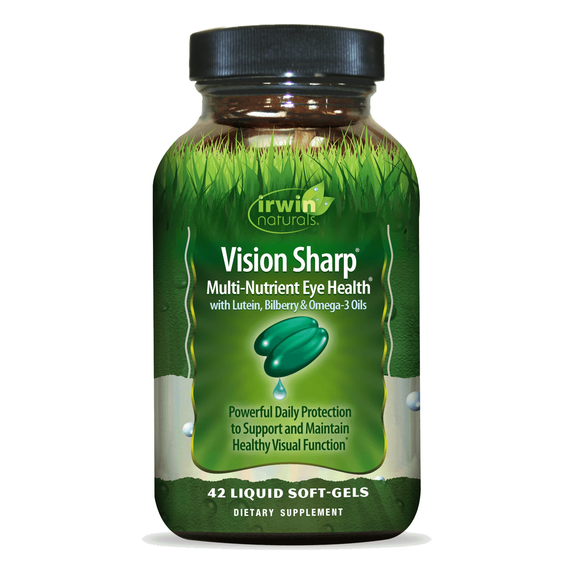 Irwin Naturals Vision Sharp Multi-Nutrient Eye Health with Lutein, Bilberry & Omega-3s - 42 Liquid Softgels
