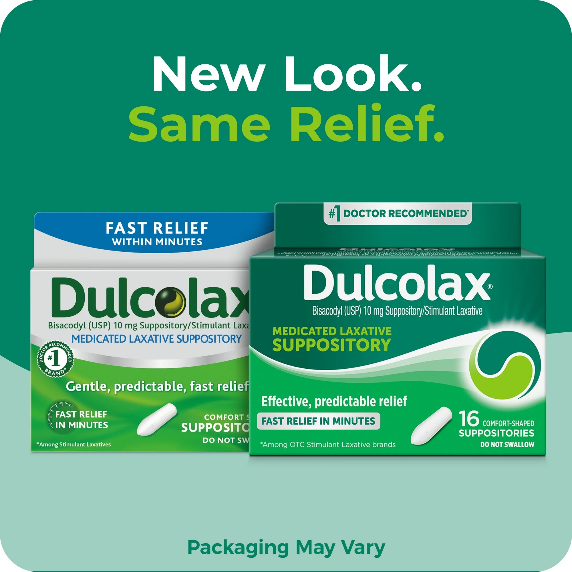 Dulcolax Laxative Suppository for Gentle, Overnight Constipation Relief with Bisacodyl USP 10 mg, 16ct.