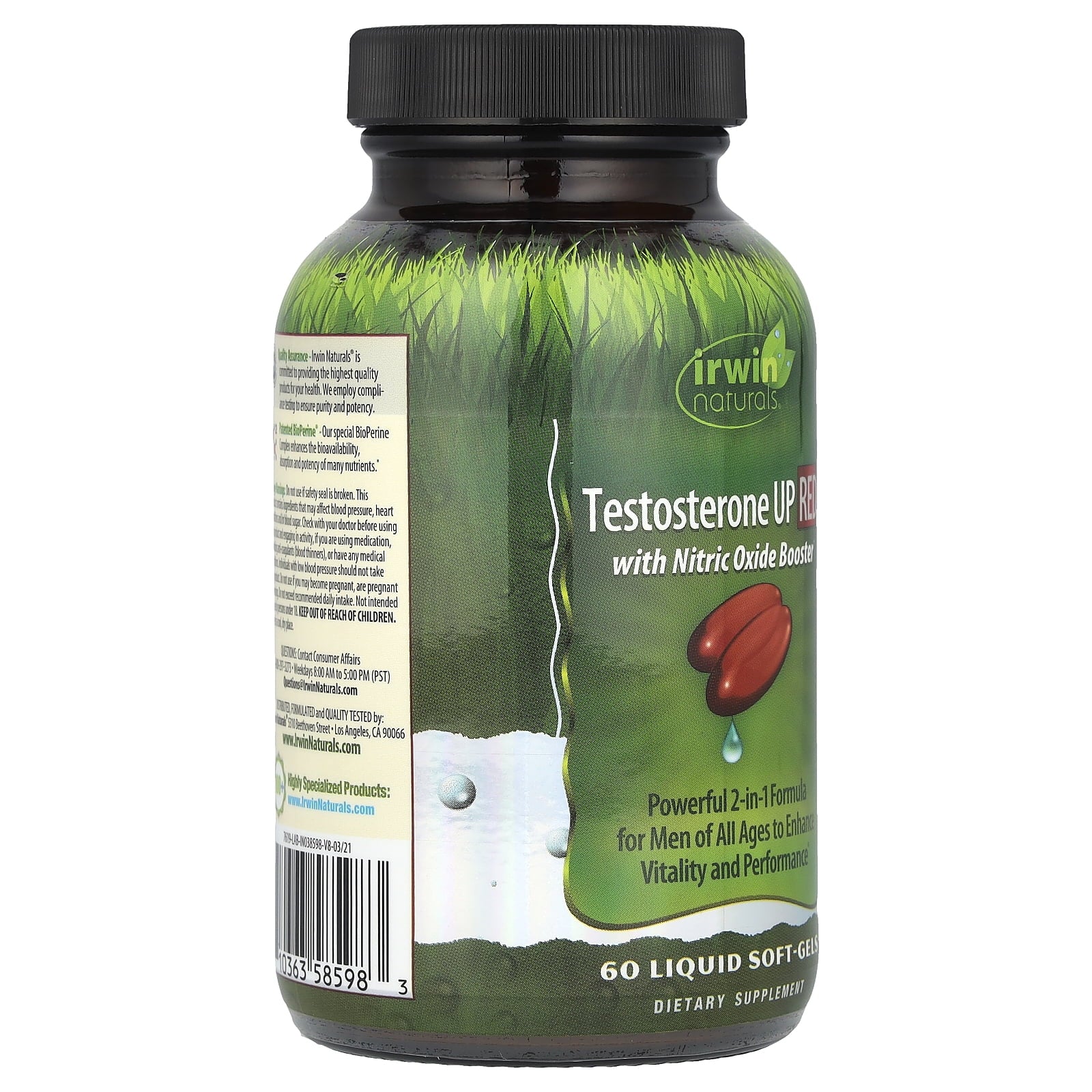 Irwin Naturals, Testosterone UP RED® with Nitric Oxide Booster, 60 Liquid Soft-Gels