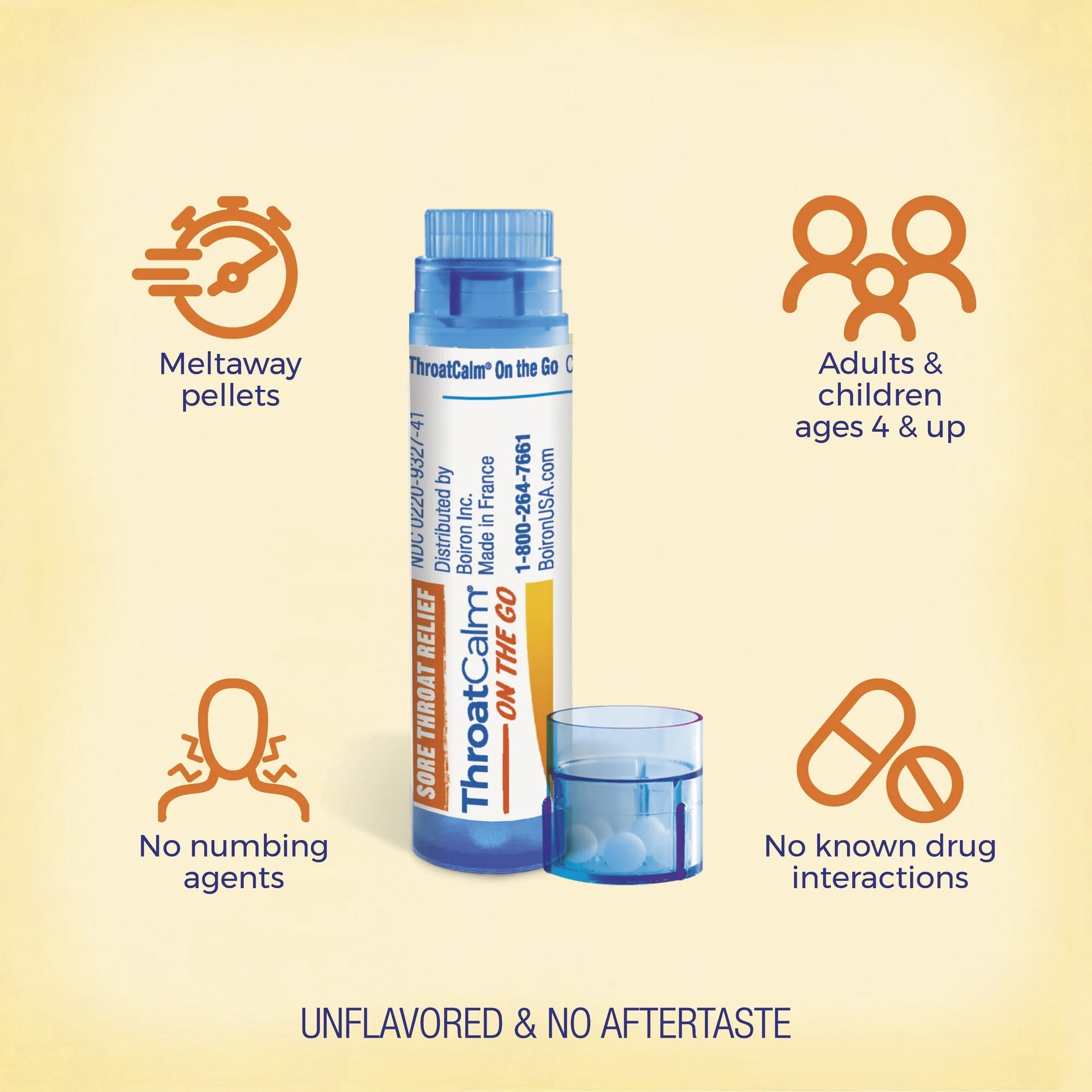 ThroatCalm On the Go by Boiron Homeopathic Medicine For Sore Throat Relief - 160 Pellet