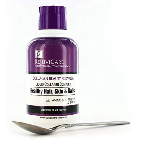 Rejuvicare Liquid Collagen Beauty Formula with Amino Acids, Protein and Biotin, Delicious Grape Flavor, 32 servings