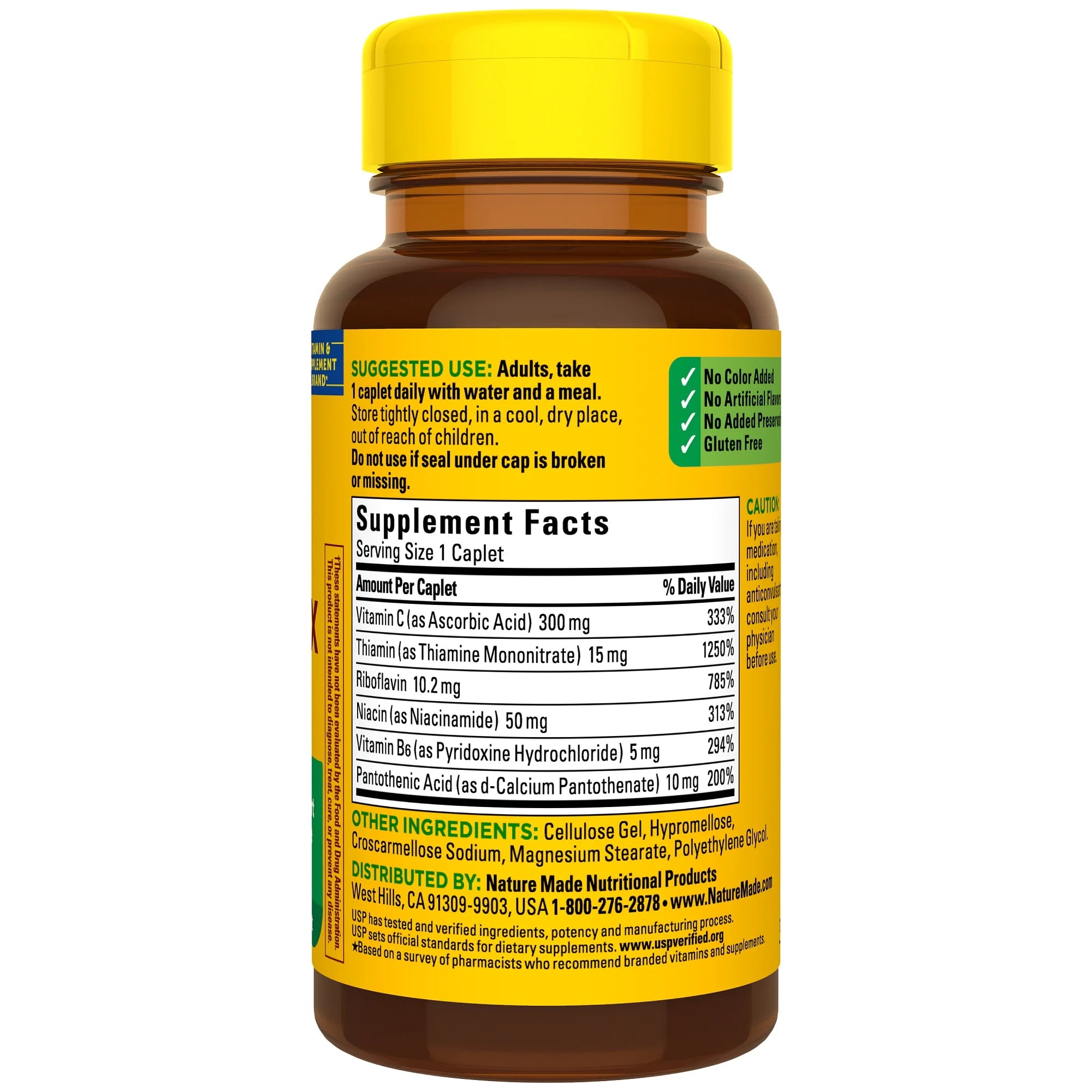 Nature Made B Complex With Vitamin C Caplets, Dietary Supplement, 100 Count