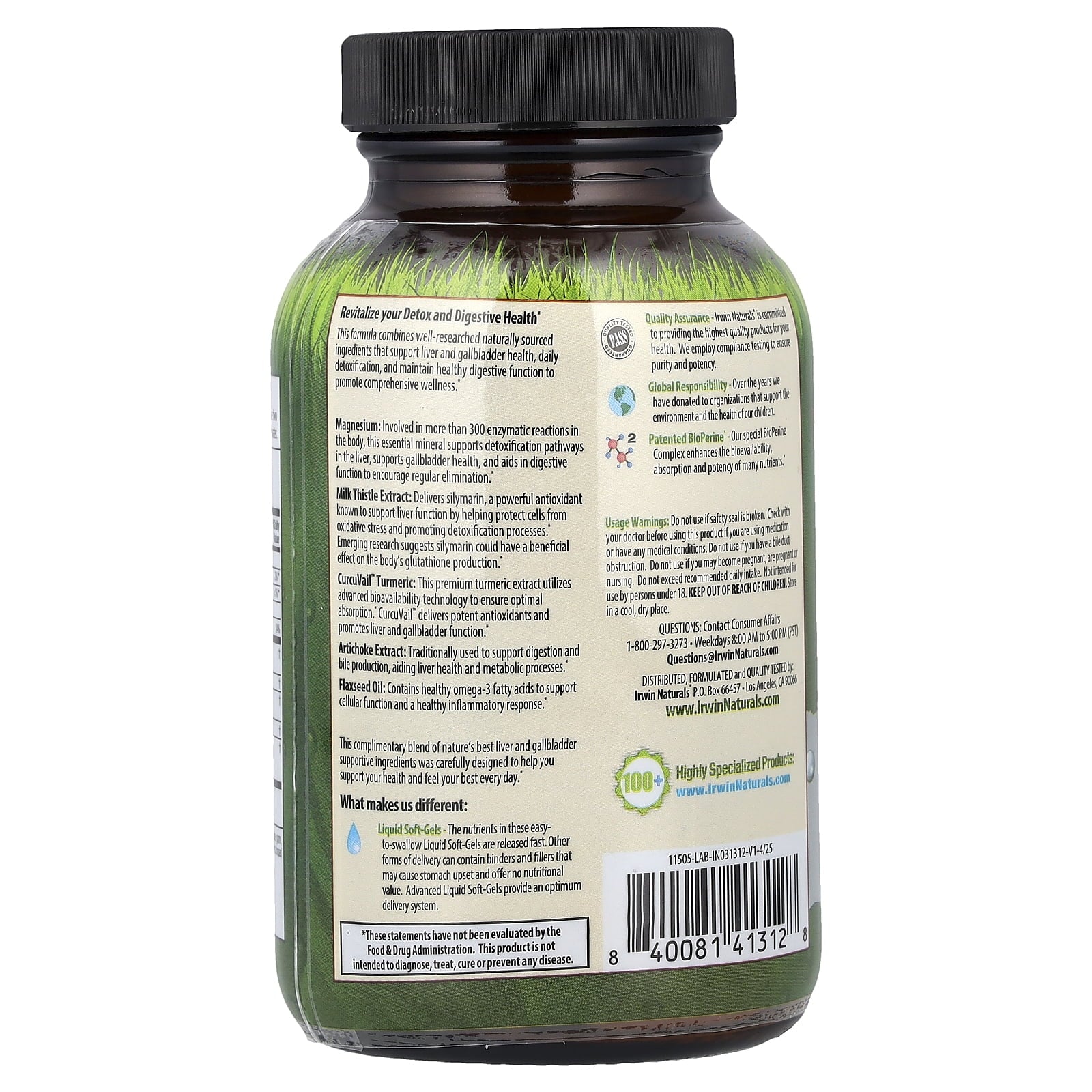 Irwin Naturals Magnesium + Milk Thistle & Turmeric 60 Liquid softgels