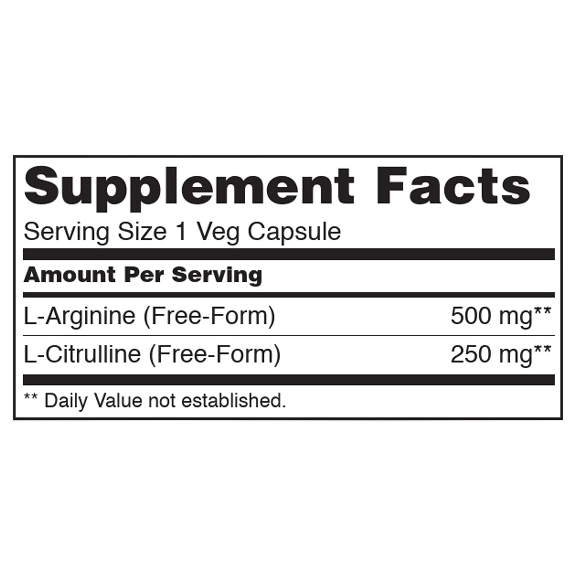 ARGININE 500mg & CITRULLINE 250MG 120 VCAPS