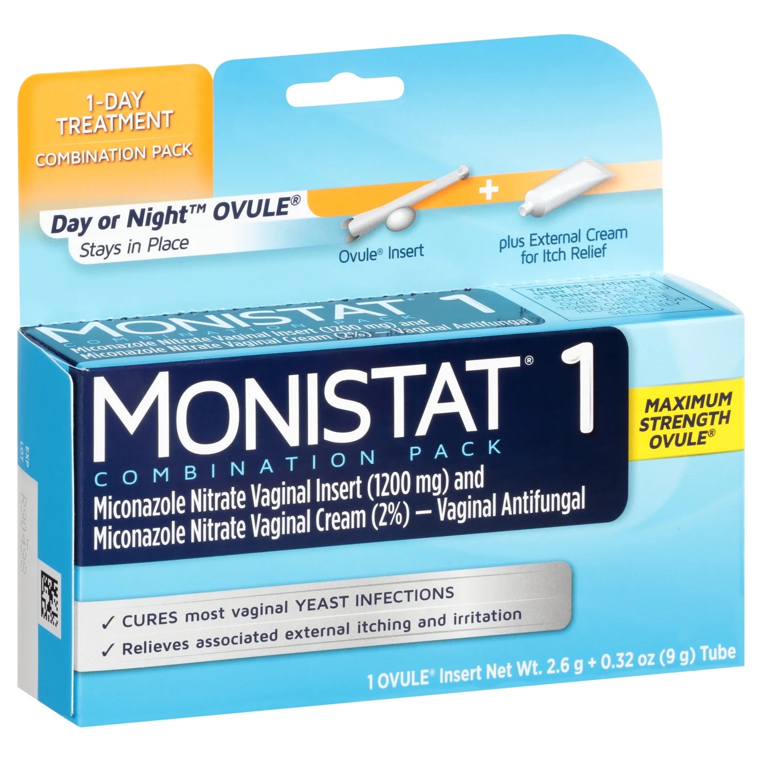 Monistat 1 Day Yeast Infection Treatment, Miconazole Ovule Insert & External Anti-Itch Cream
