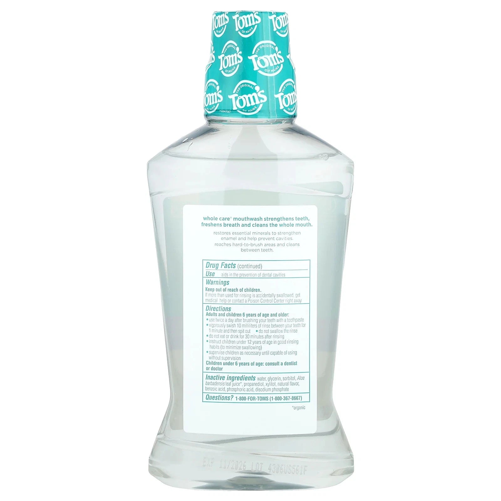 Tom's of Maine, Whole Care Natural Mouthwash - Fresh Mint, 16 Ounce