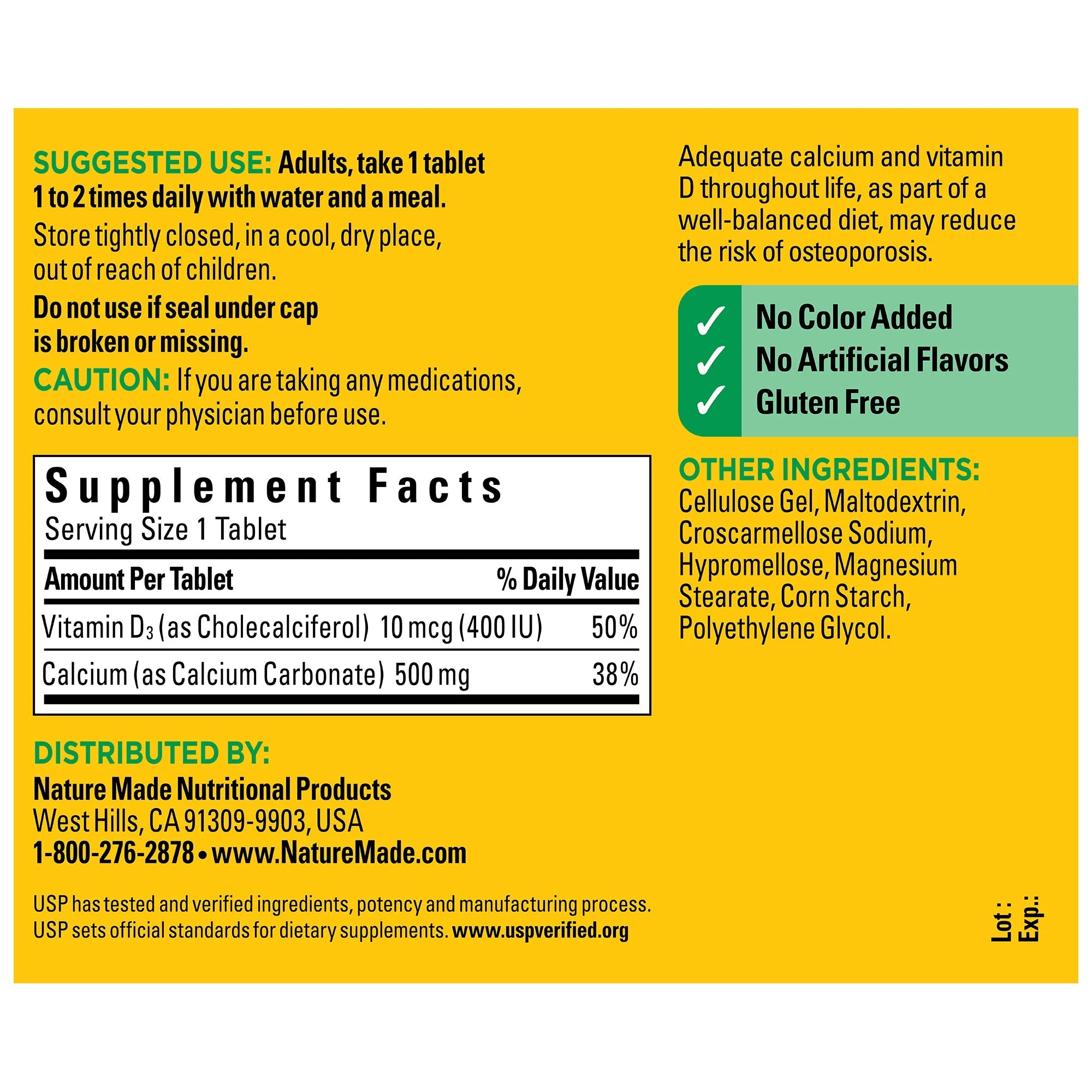 Nature Made Calcium 500 mg, with Vitamin D3 for Immune Support, Tablets, 130 Count helps support Bone Strength