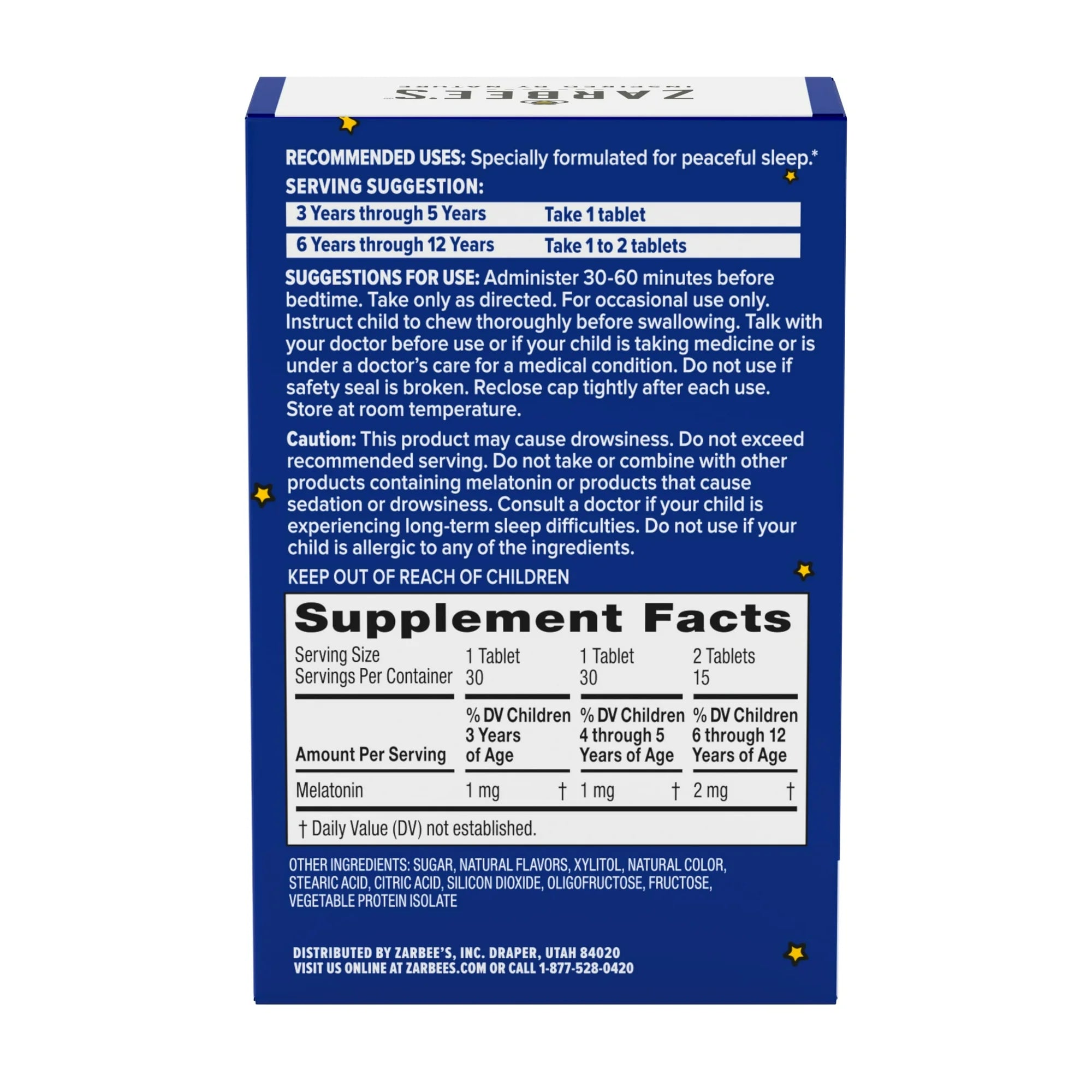 Zarbee's Children's Sleep Chewable Tablet with Melatonin, Grape, 30 Ct
