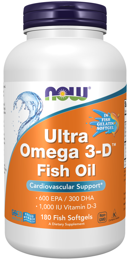 NOW Foods, Ultra Omega 3-D, 600 EPA / 300 DHA, 180 Fish Softgels