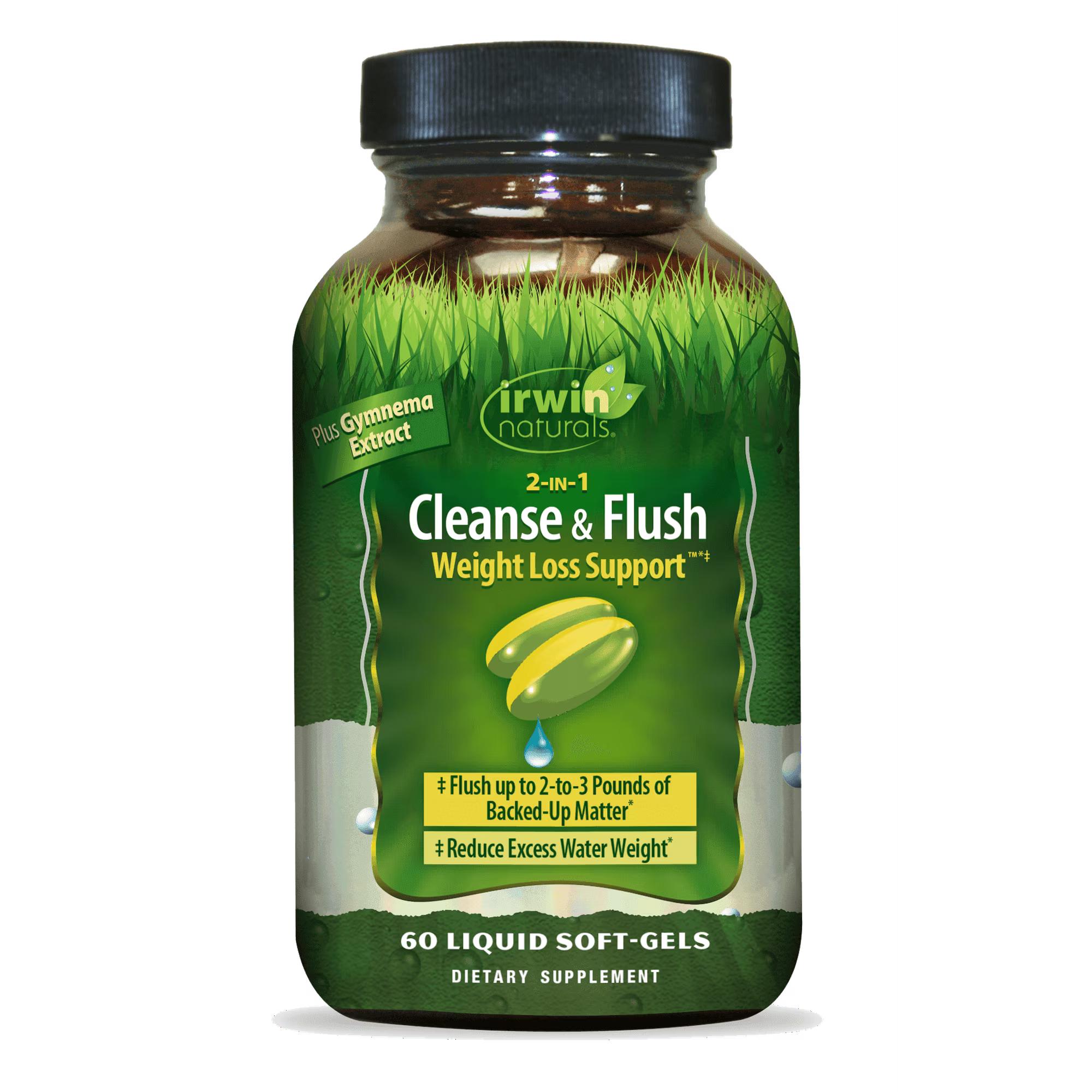 Irwin Naturals 2-in-1 Cleanse & Flush Weight Loss Support - 60 Liquid Soft-Gels - Flushes Digestive Tract & Reduces Bloating - 30 Total Servings