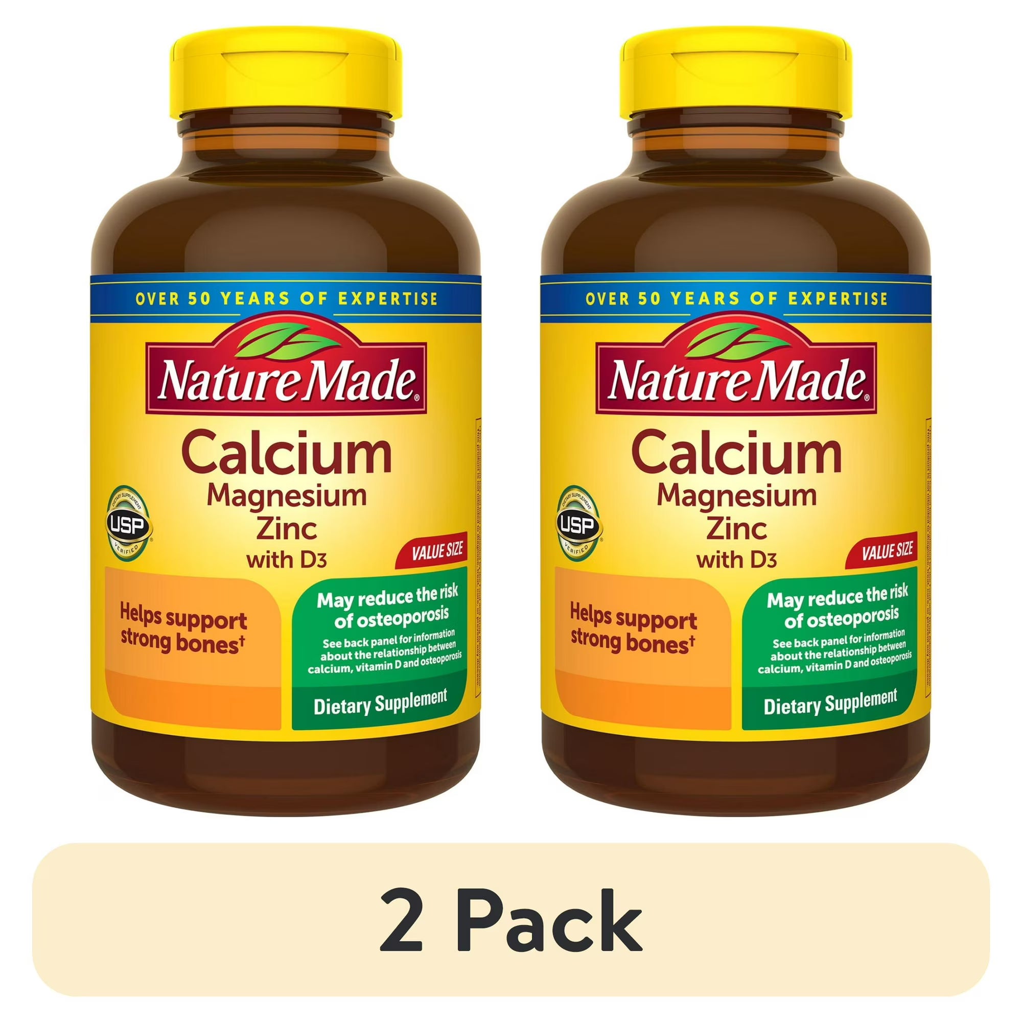 Nature Made Calcium Magnesium Zinc with Vitamin D3 Tablets, Dietary Supplement, 300 Count