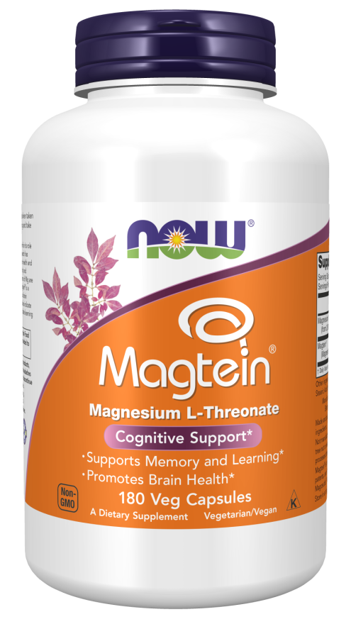 NOW Foods Supplements Magtein, Magnesium L-Threonate, Cognitive Support*, 180 Veg Capsules