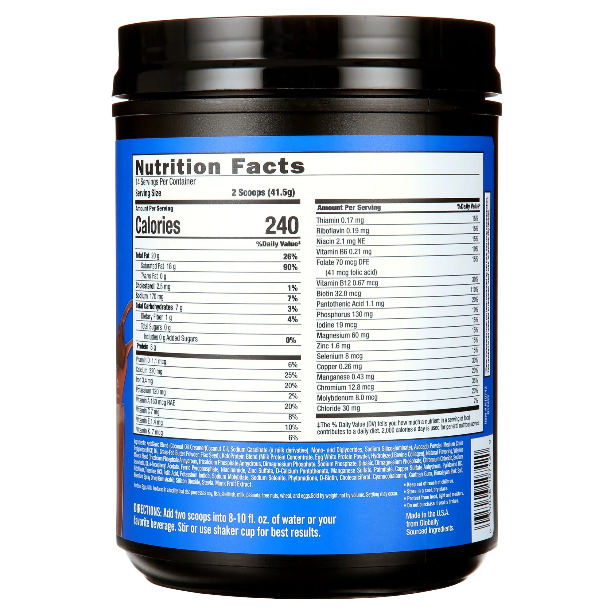 Keto Science Keto Shake Powder – Chocolate Meal Replacement with MCT Oil, Collagen, Protein – Keto Diet Supplement for Weight Loss – 14 Servings