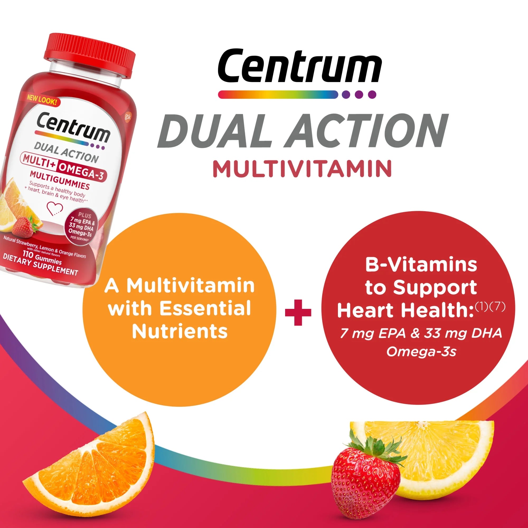 Centrum Multigummies Adult Gummy Vitamins, Multivitamin With Vitamin B, C & E, Assorted Fruit, 110 Count