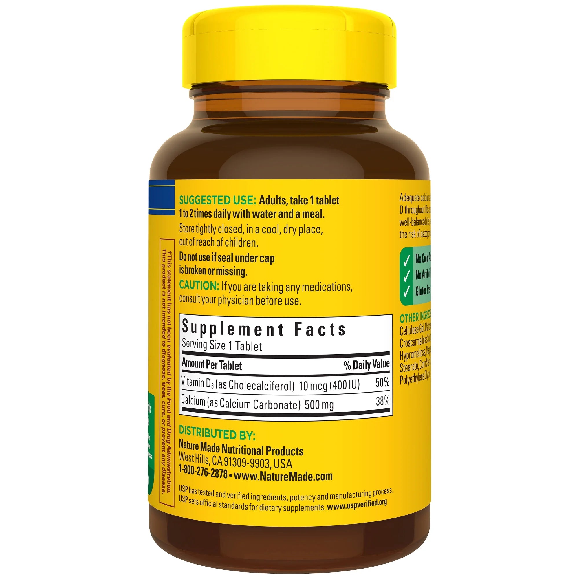 Nature Made Calcium 500 mg, with Vitamin D3 for Immune Support, Tablets, 130 Count helps support Bone Strength