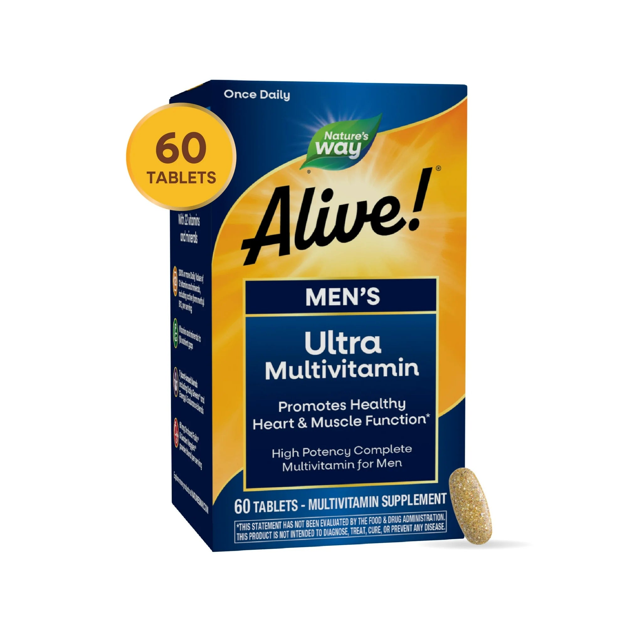 Nature’s Way Alive! Men’s Ultra Potency Complete Multivitamin, B-Vitamins, 60 Tablets