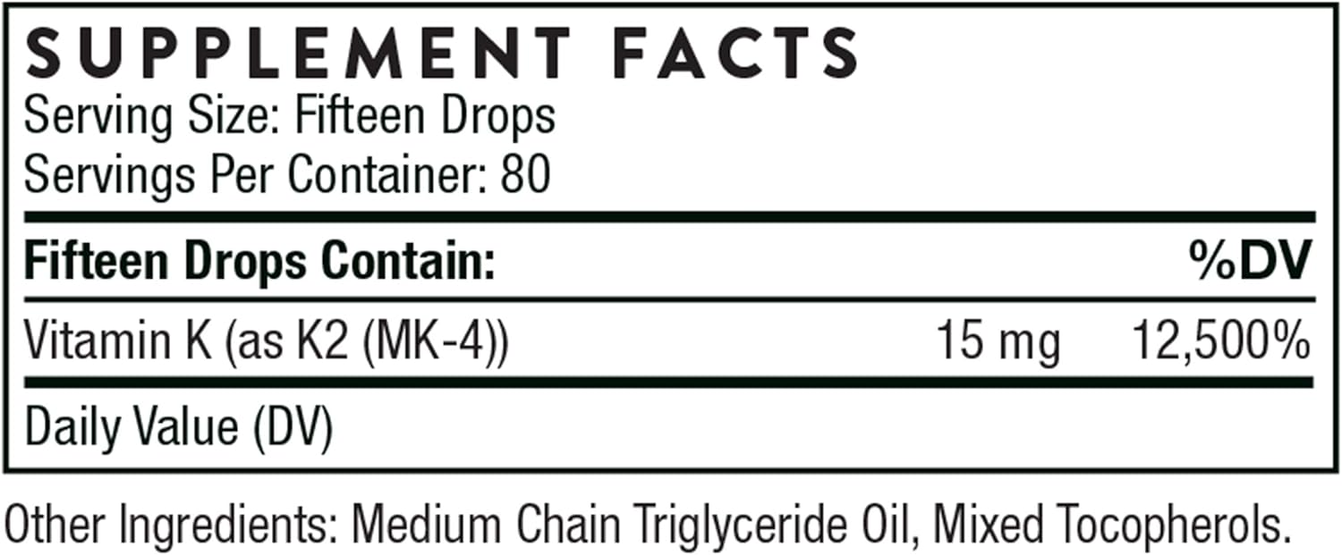 Thorne, Vitamin K2, 15 mg, 1 fl oz (30 ml)