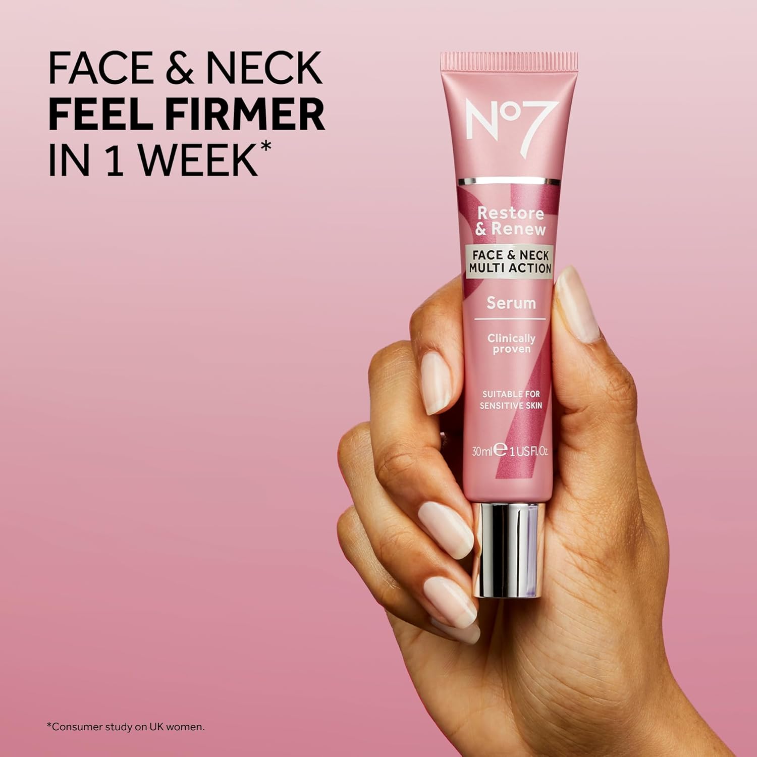 No7 Restore & Renew Face & Neck Multi Action Serum 1 oz.